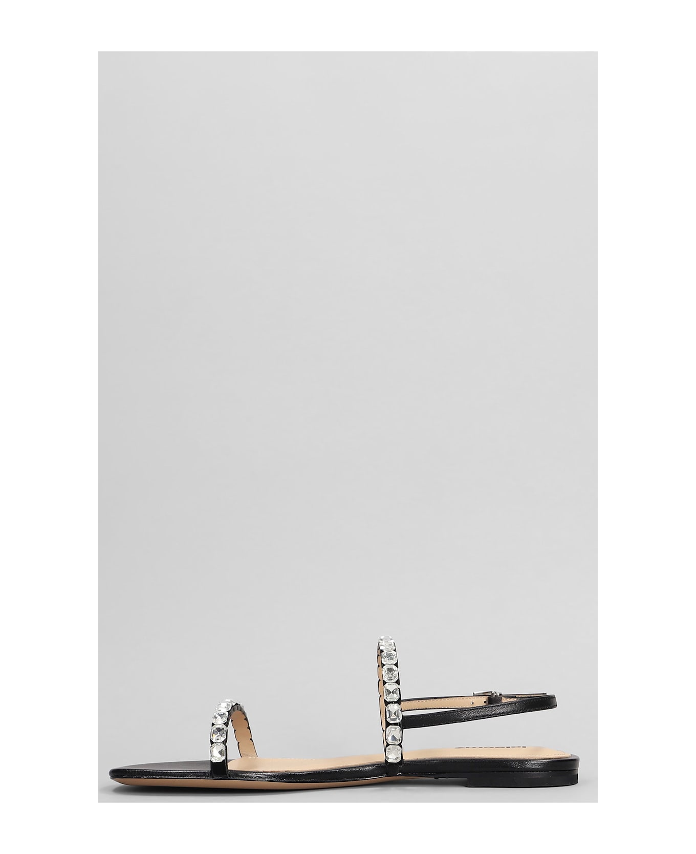 Lola Cruz Flats In Black Leather - black
