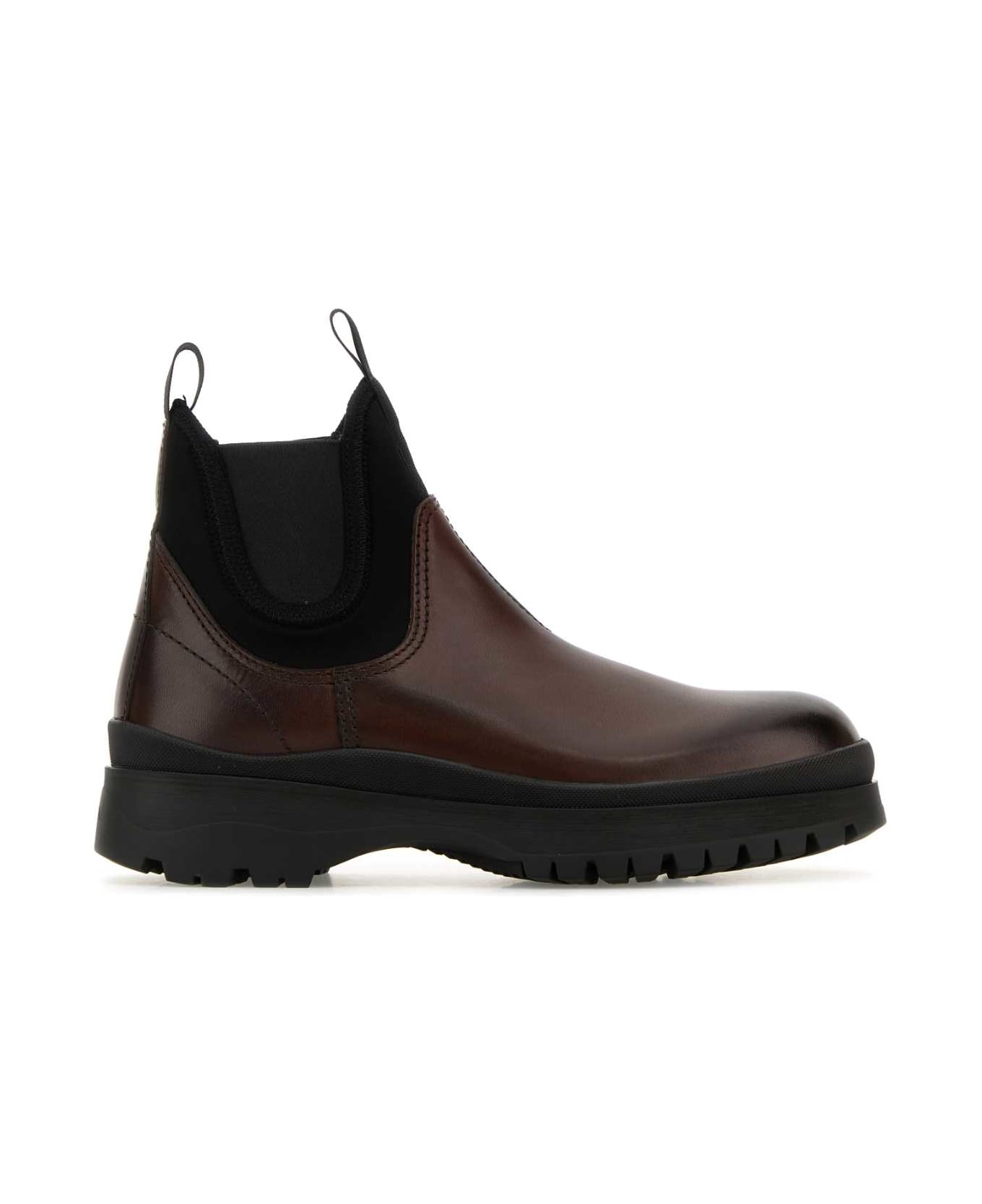 Prada Brown Leather Ankle Boots - EBANO