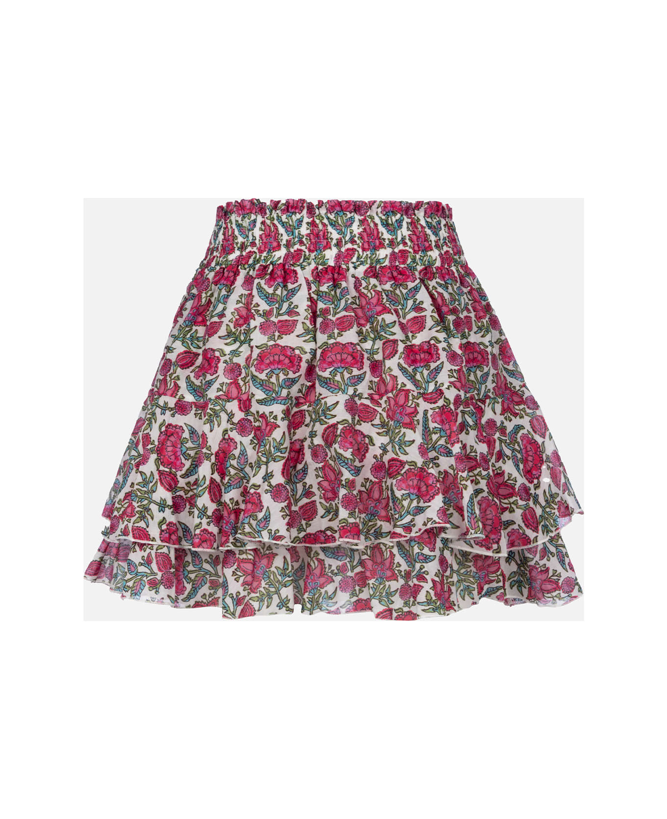 MC2 Saint Barth Woman Silk Voile Ruffled Mini Skirt Eivissa - WHITE