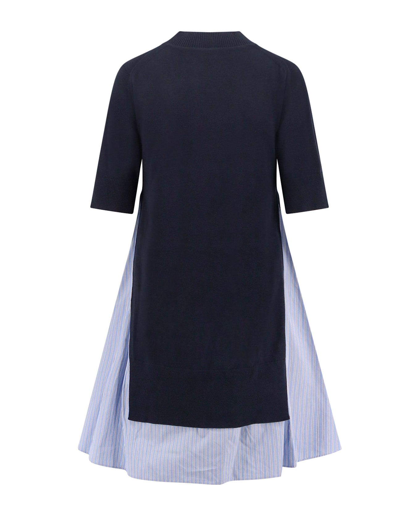 Sacai Cotton Dress With Fabric Inserts - NAVY�L/BLUE STRIPE