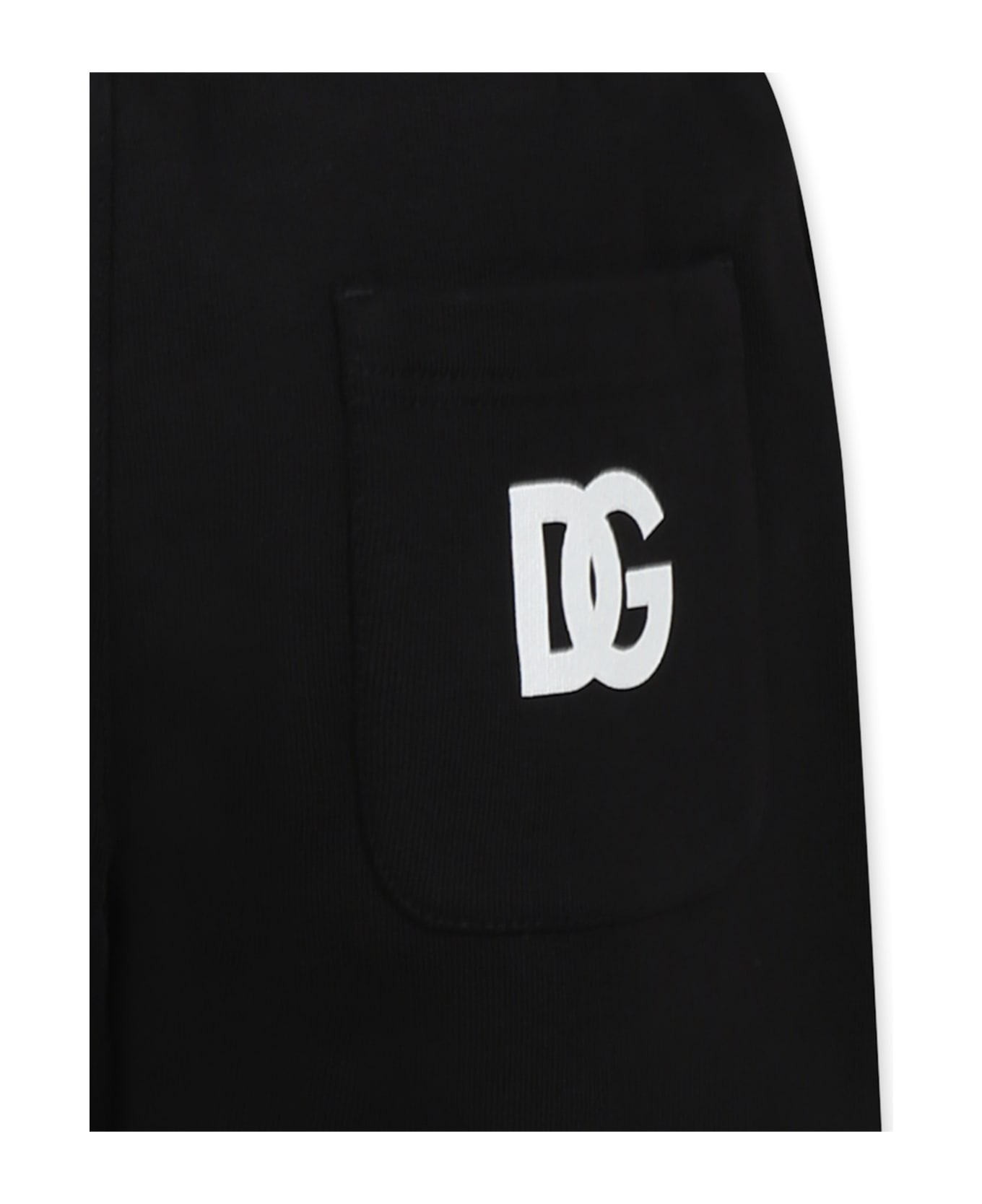 Dolce 
Gabbana Black Trousers For Kids With Logo - Black