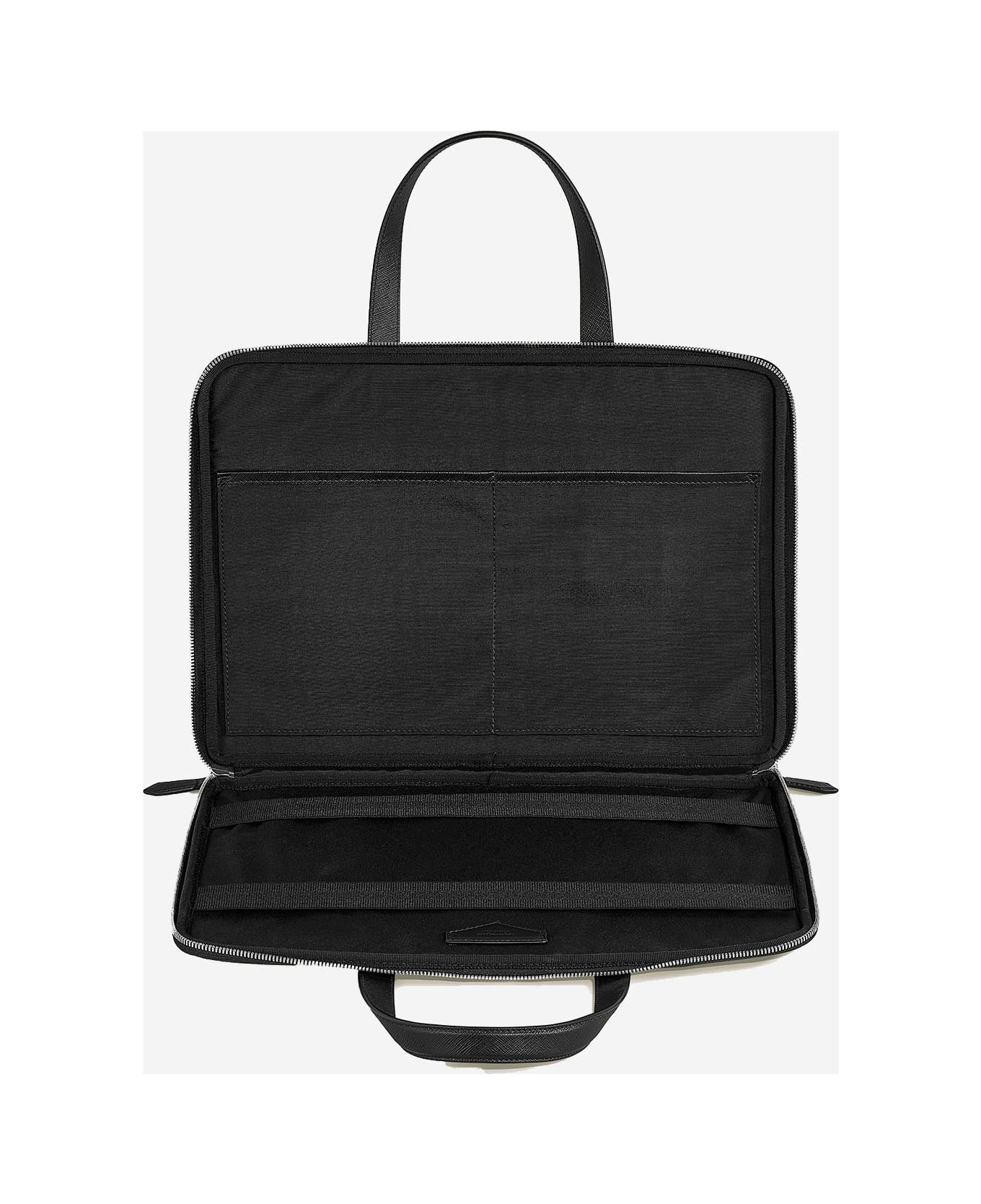 Montblanc Slim Leather Bag With Top Handles - Black