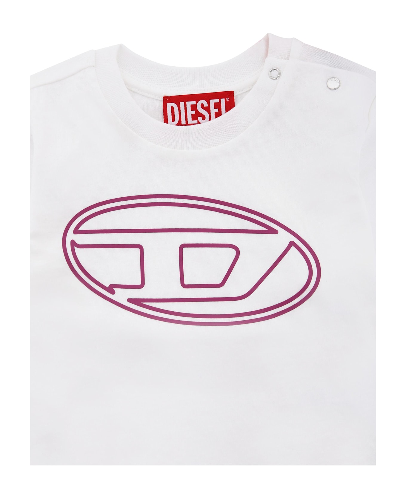 Diesel White T-shirt For Baby Girl With Logo - White