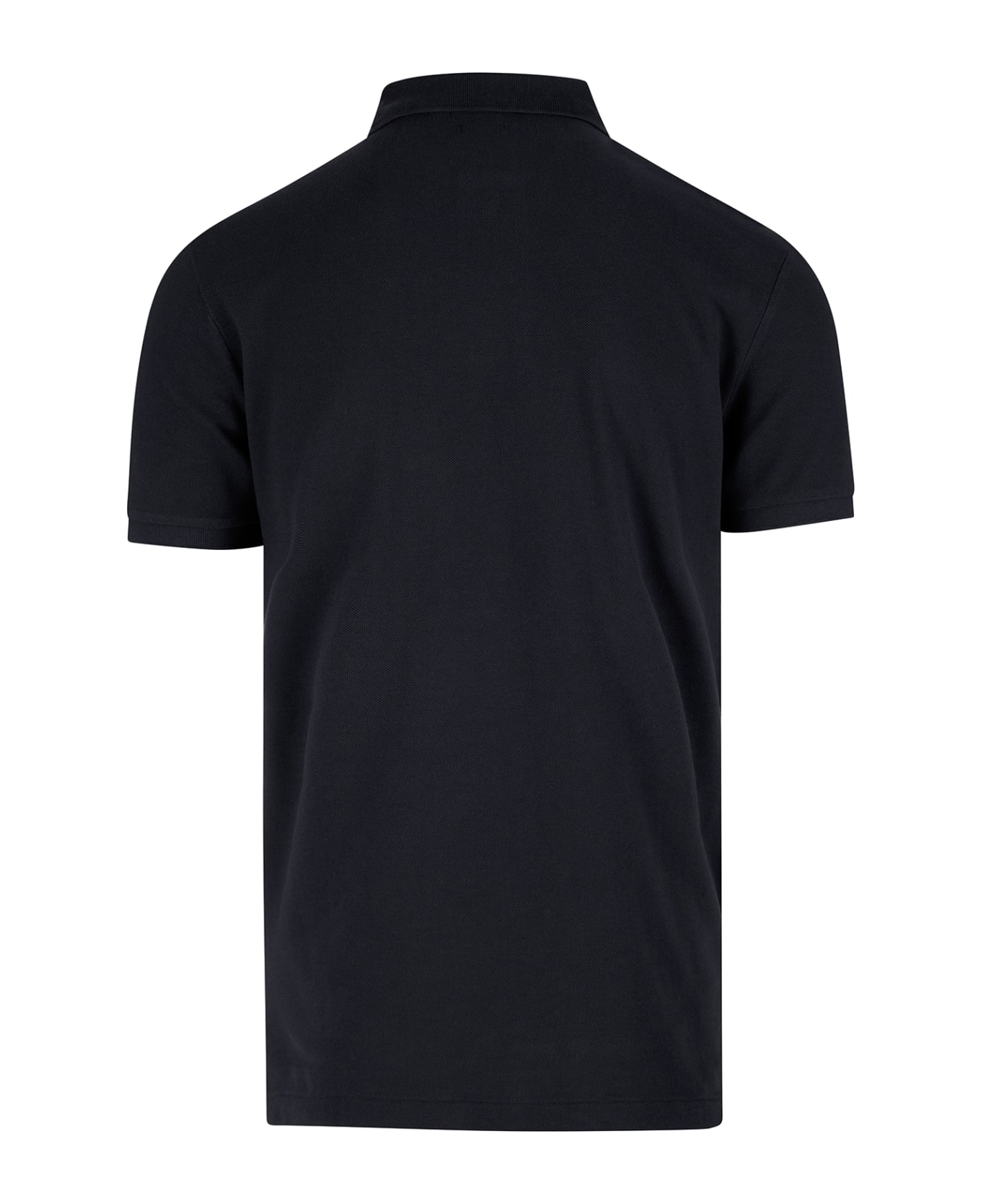 Ralph Lauren Man Slim-fit Custom Polo Shirt In Black Pique' With Contrast Pony - Black