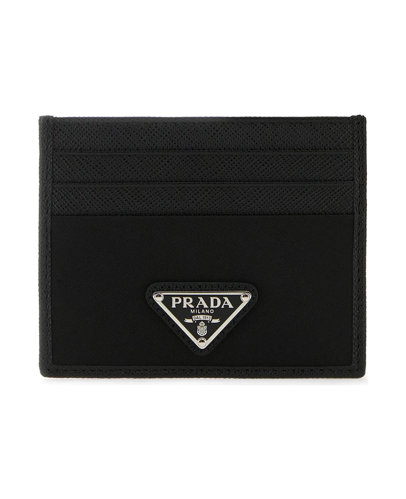 Prada Black Leather And Satin Card Holder - NERO