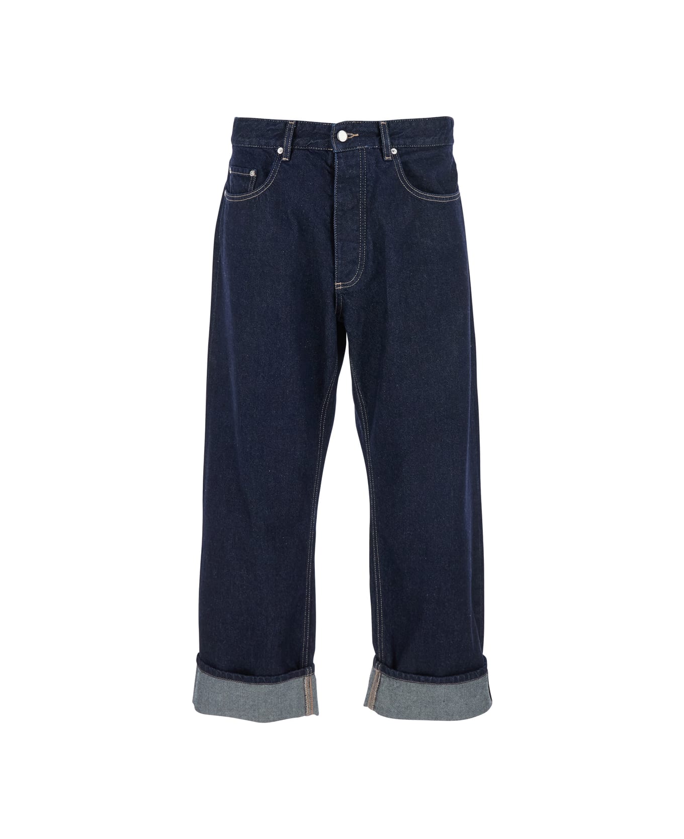 Icon Denim 
ross
 Blue 5-pocket Jeans With Logo Patch In Cotton Denim Man - Blu