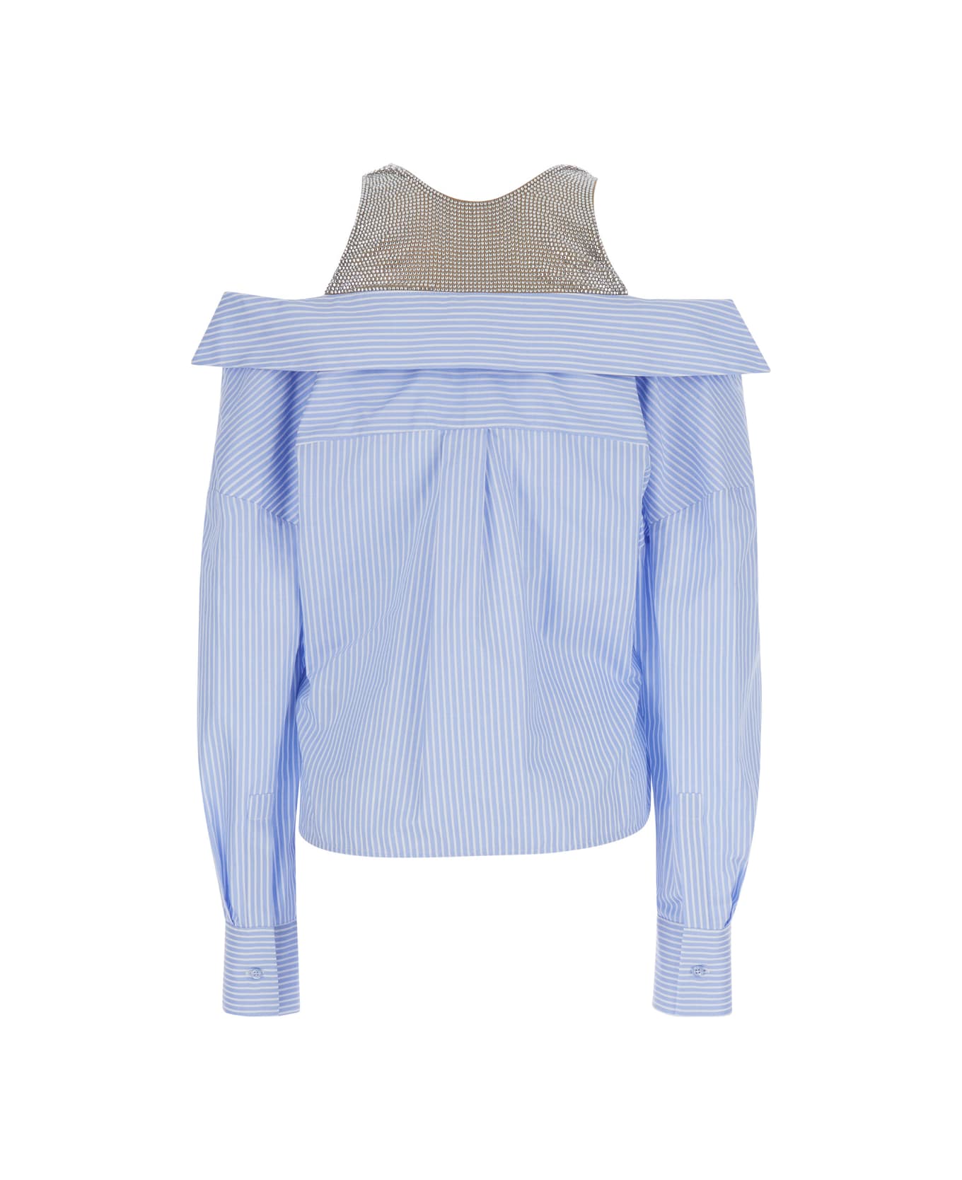 Giuseppe di Morabito Light Blue Shirt With Rhinestone Inserts In Cotton Woman - Light blue シャツ