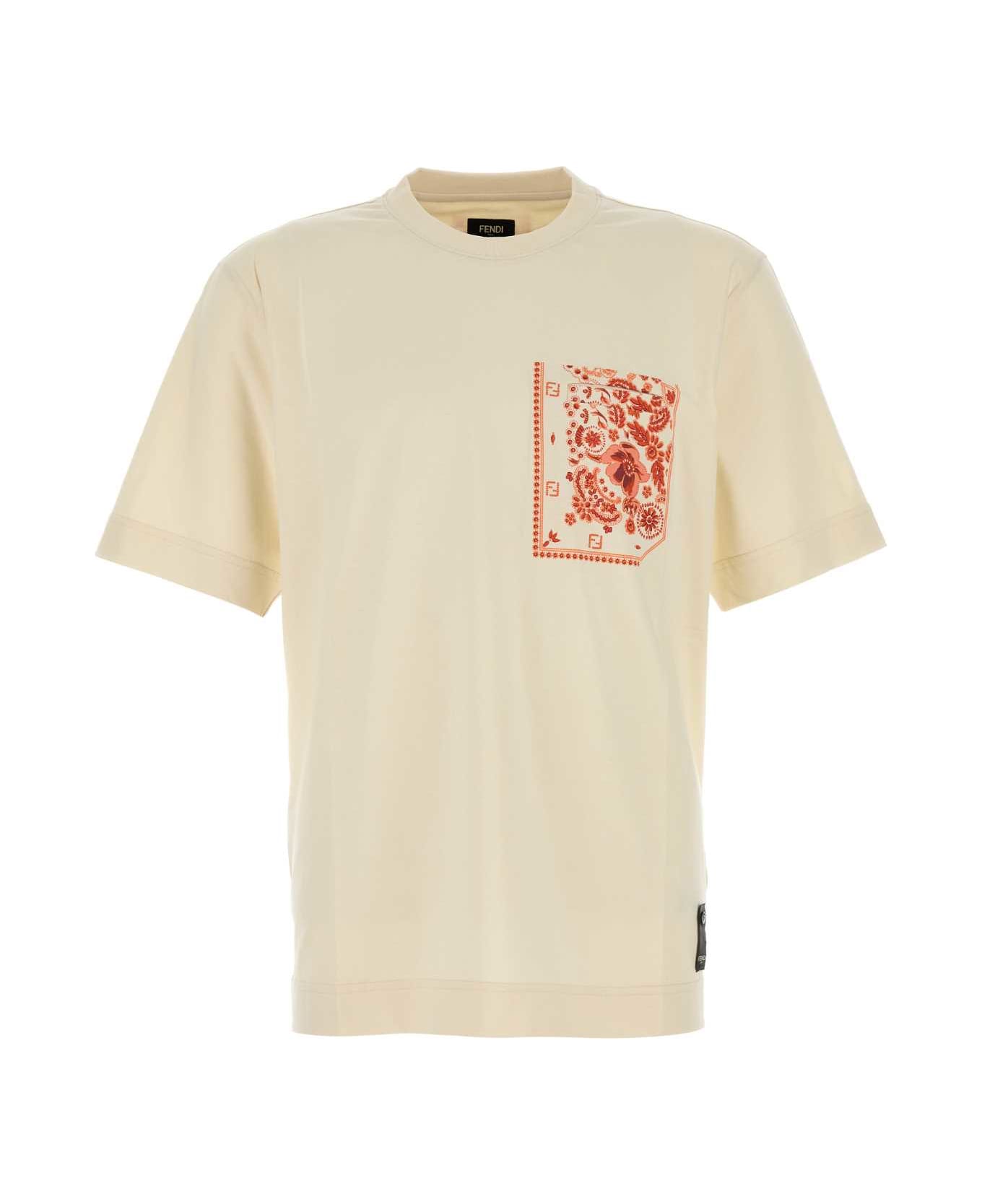 Fendi Cream Cotton T-shirt - LINEN