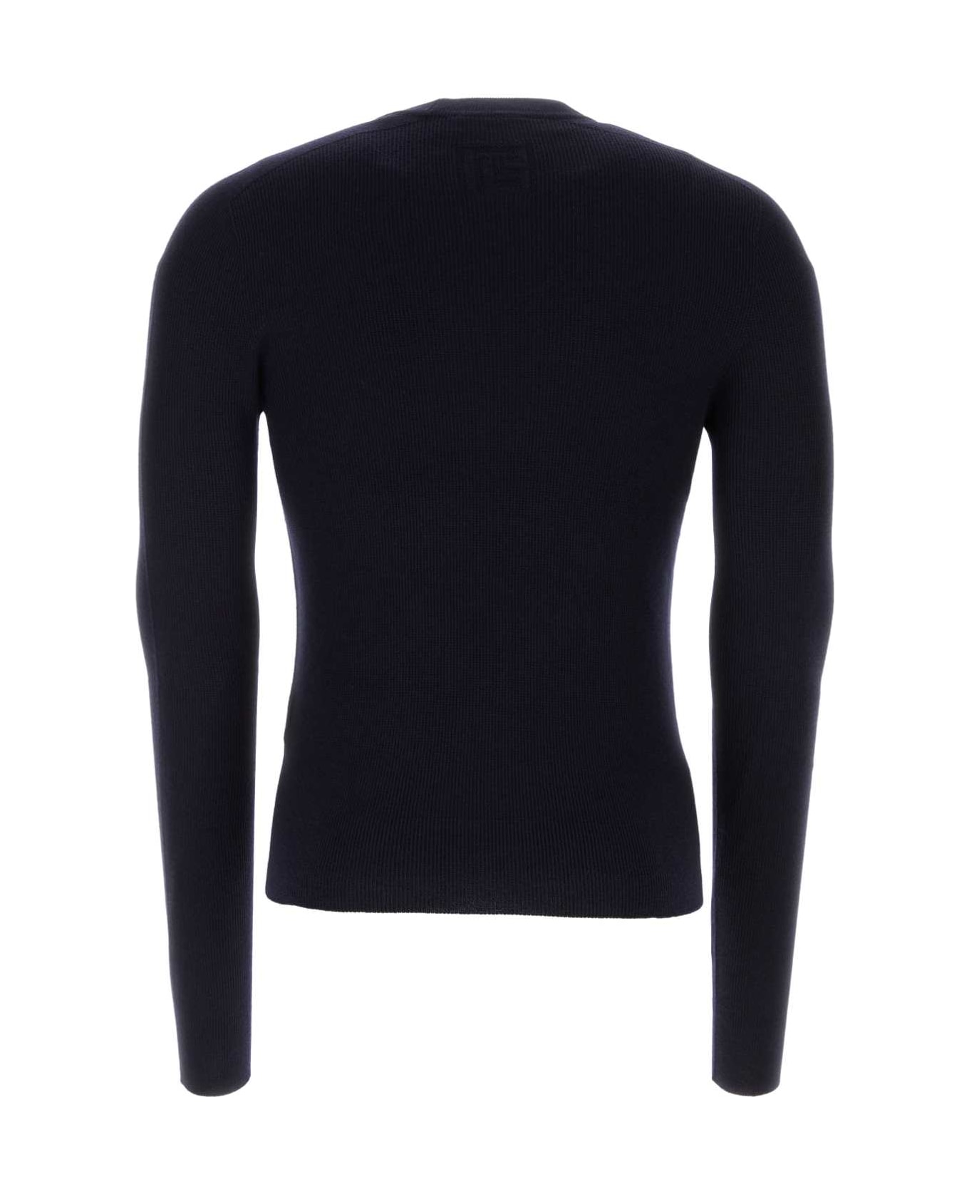 Balmain Navy Blue Wool Sweater - BLEUMARINEFONCÉ