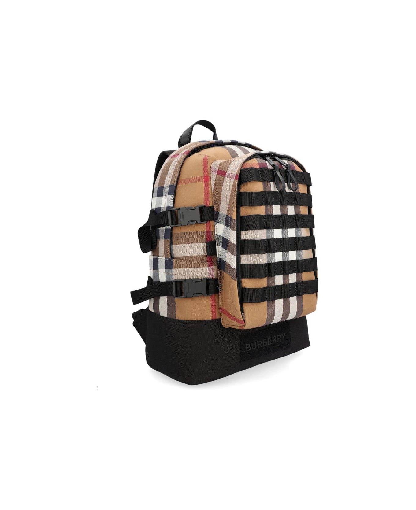 Burberry Rockford Checked Zipped Backpack - Birch brown check