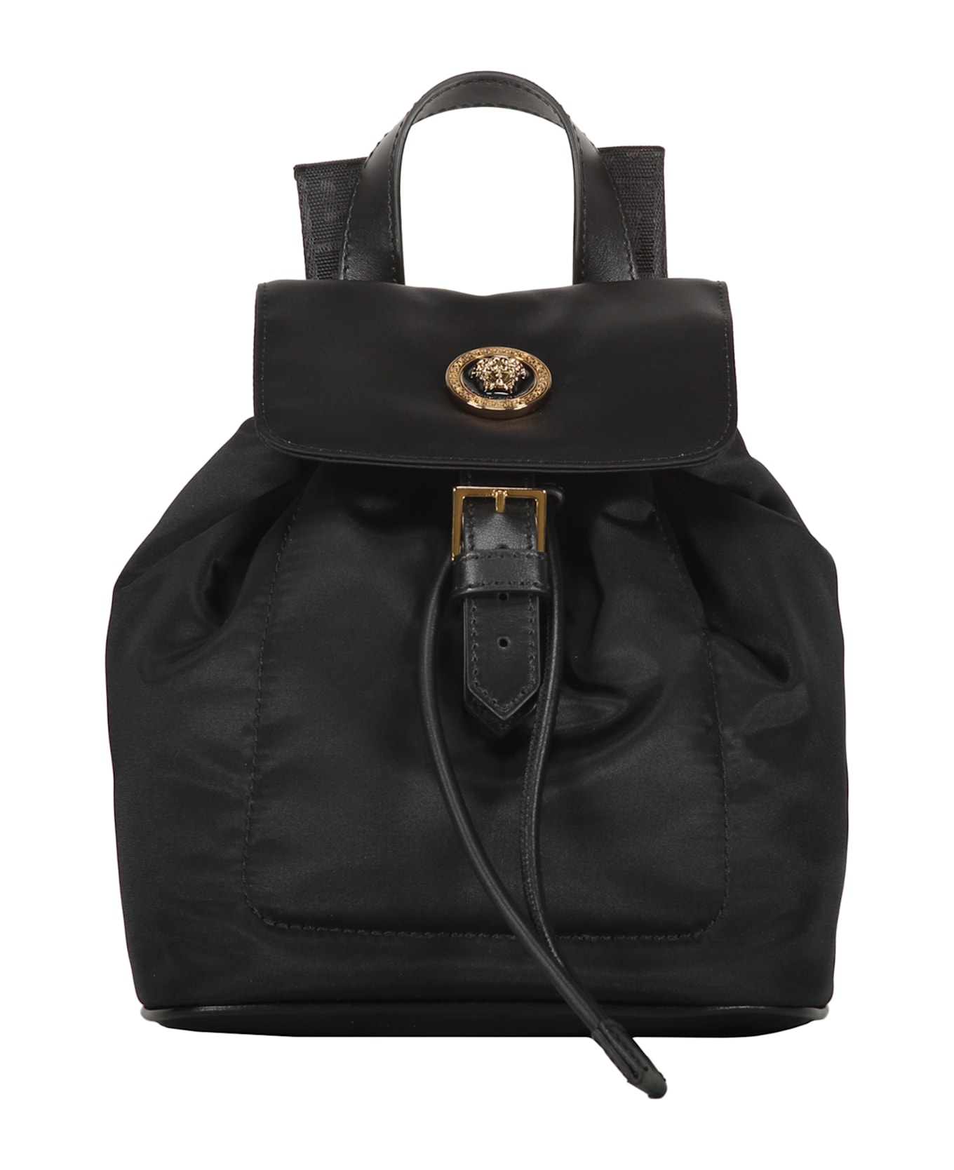 Versace Logo Detail Nylon Backpack - black