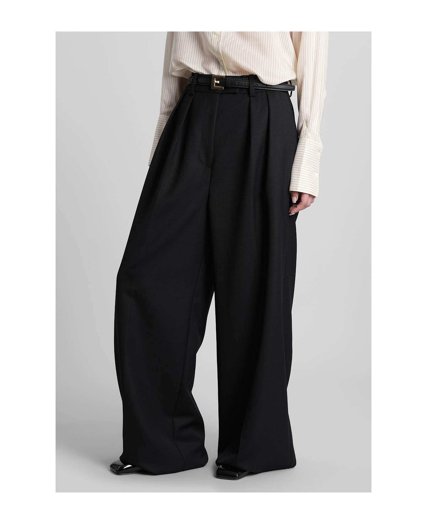 Anine Bing Lou Pants In Black Polyester - black