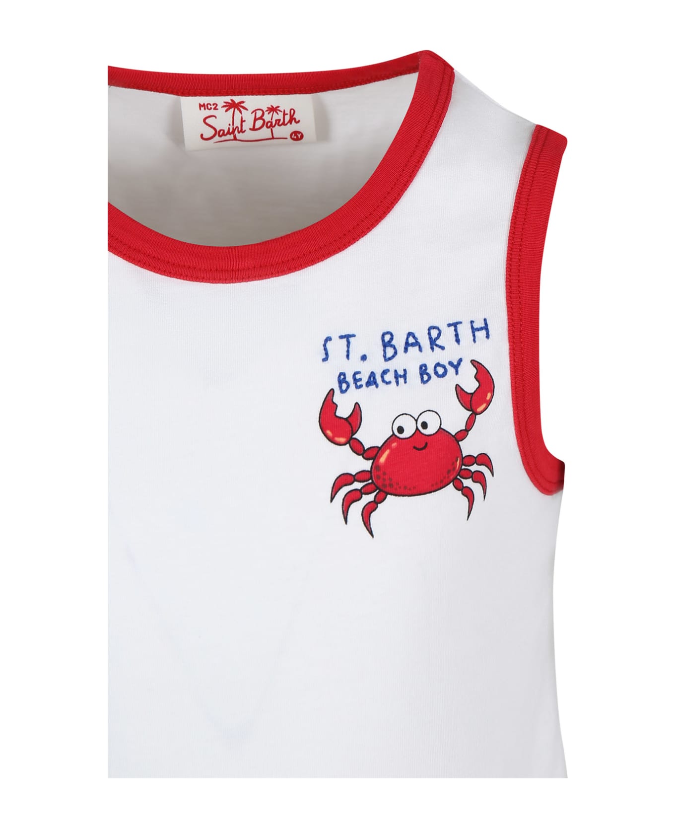 MC2 Saint Barth White Tank Top For Boy With Crab Print - White