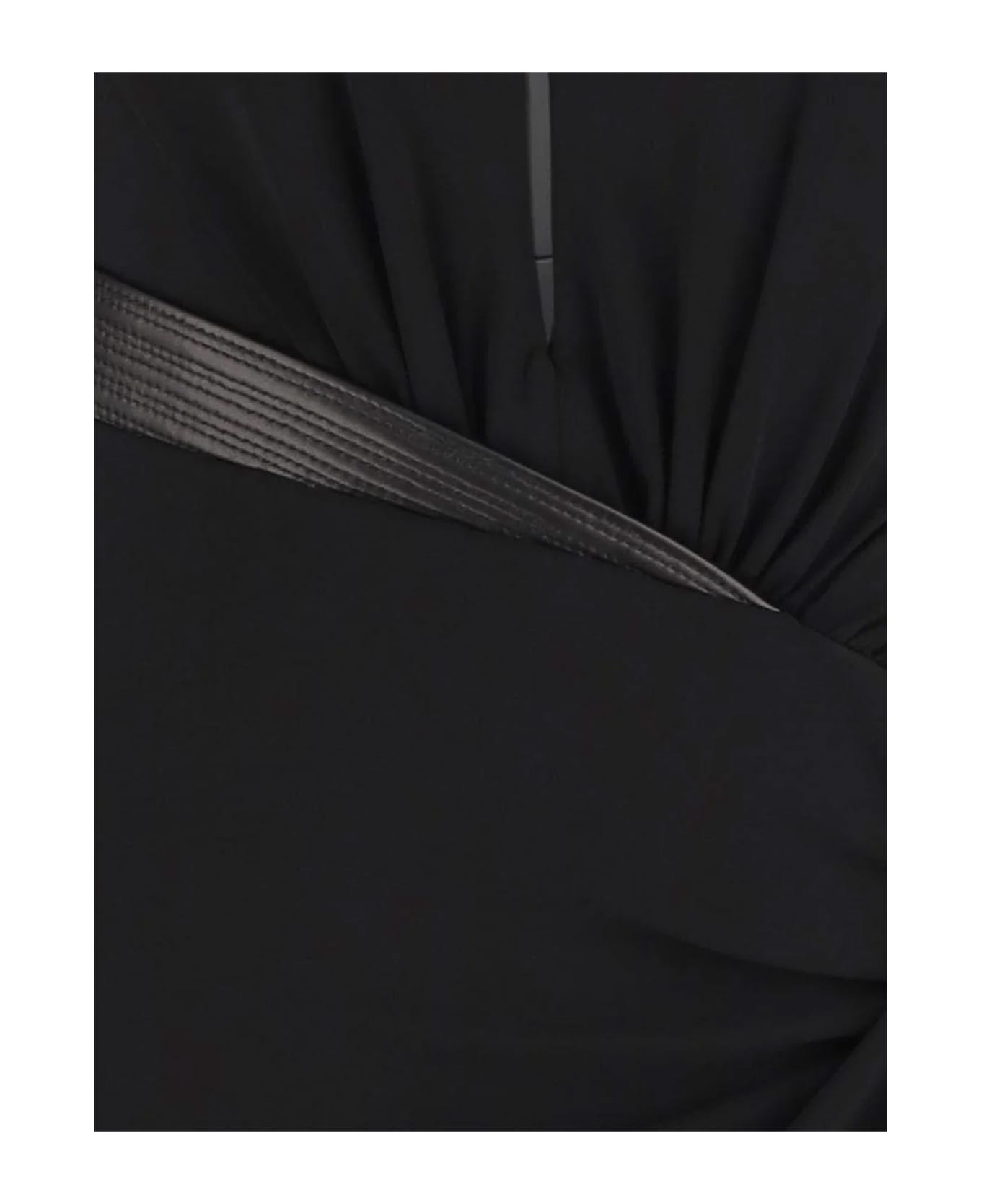 Versace Crepe Mini Dress With V-neckline - BLACK