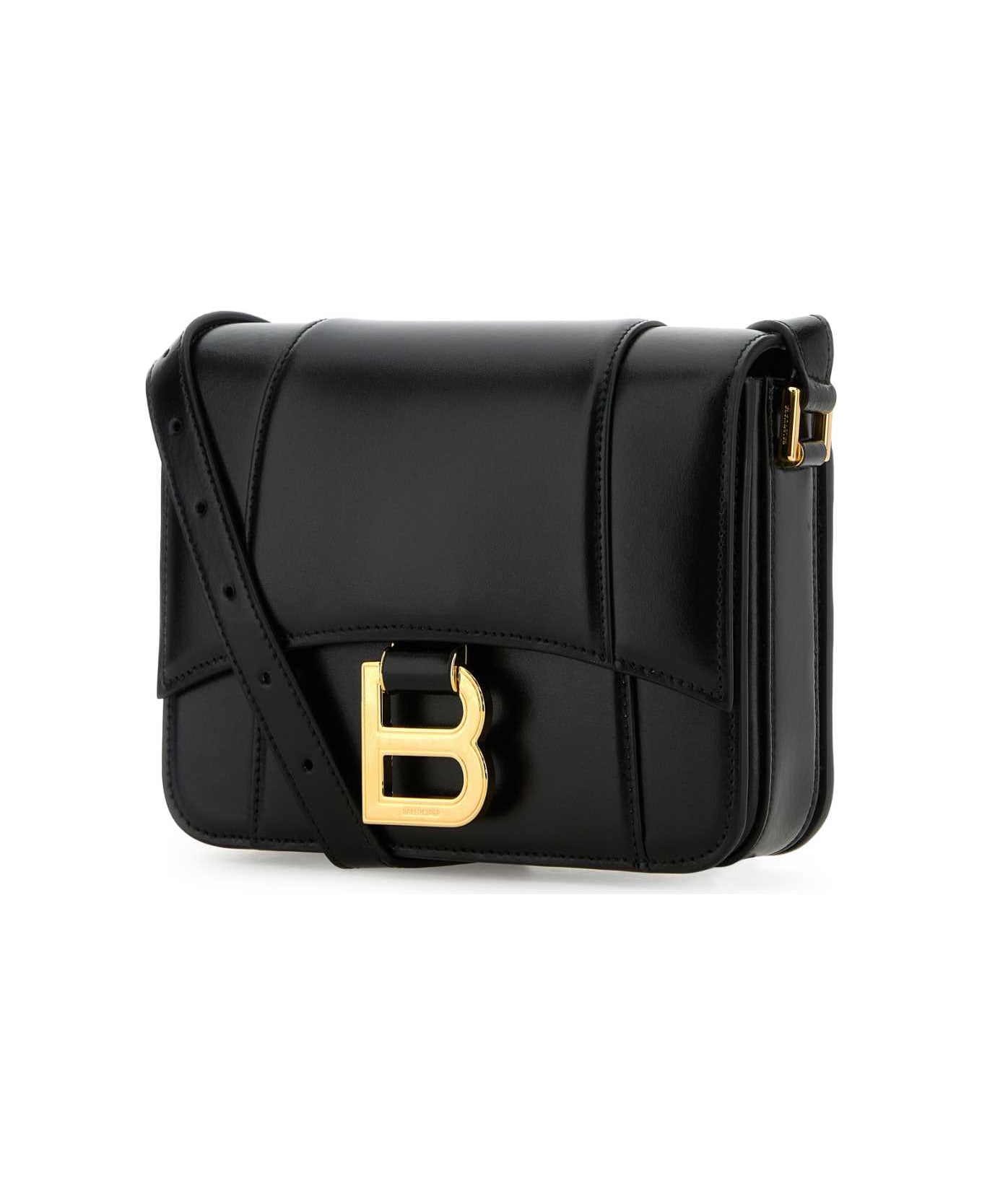Balenciaga Black Leather Small Hourglass Crossbody Bag - Black