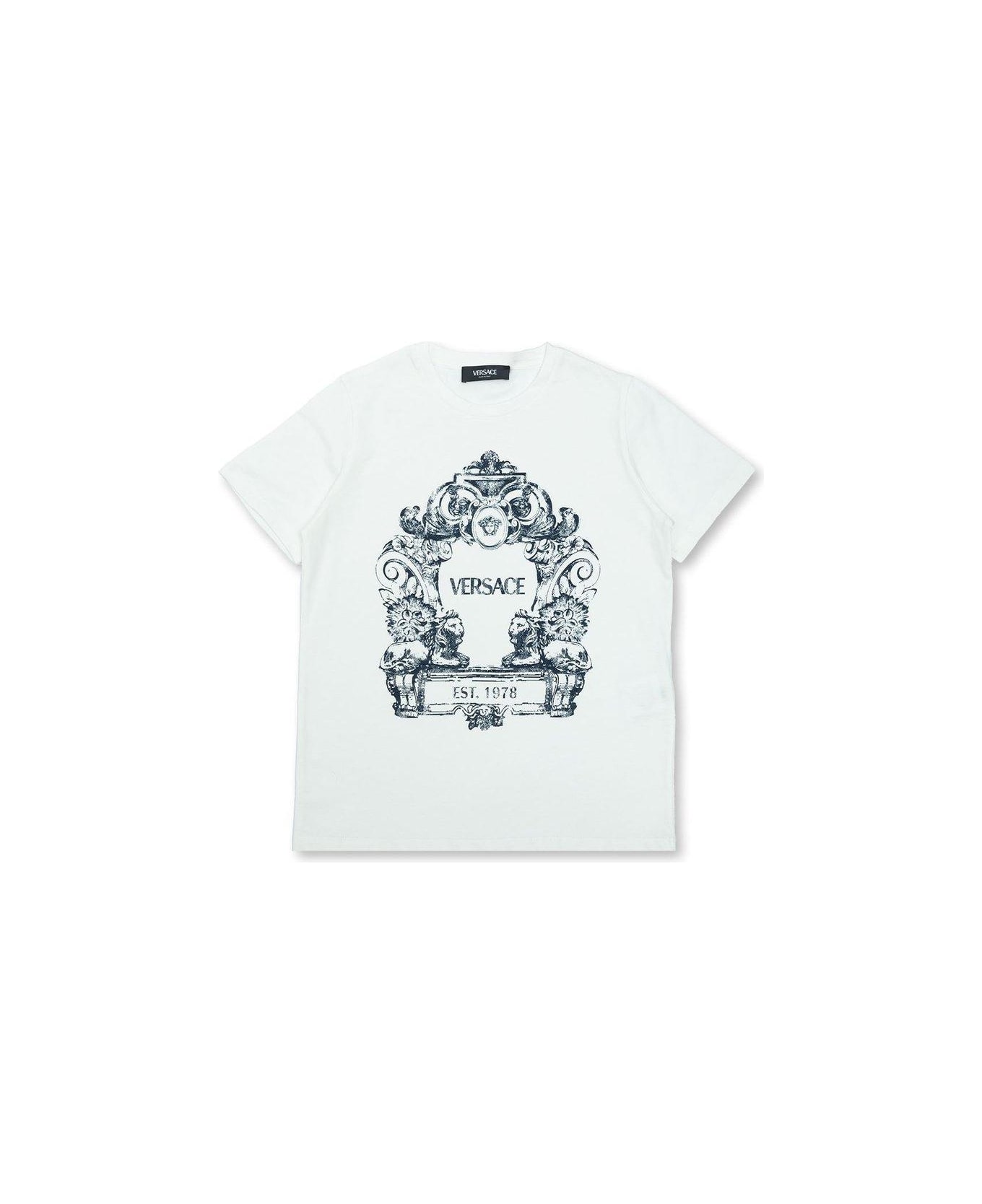 Versace Cartouche-printed Crewneck T-shirt - Bianco