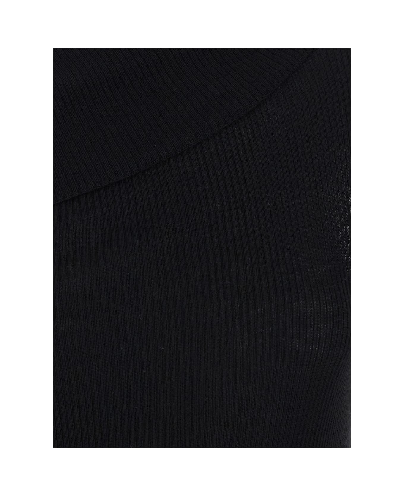 Rick Owens 'athena' Black Dress With Front Neckline And Side Slit In Fabric Woman - Black