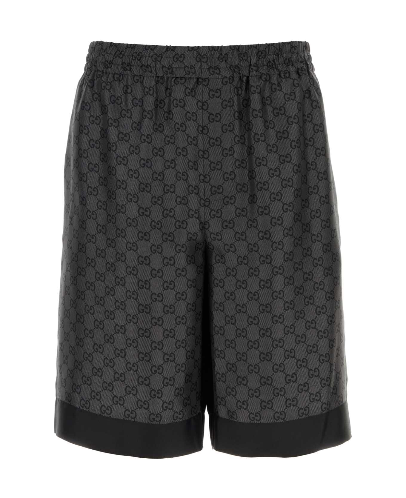 Gucci Printed Silk Bermuda Shorts - DARKGREYGREYMC