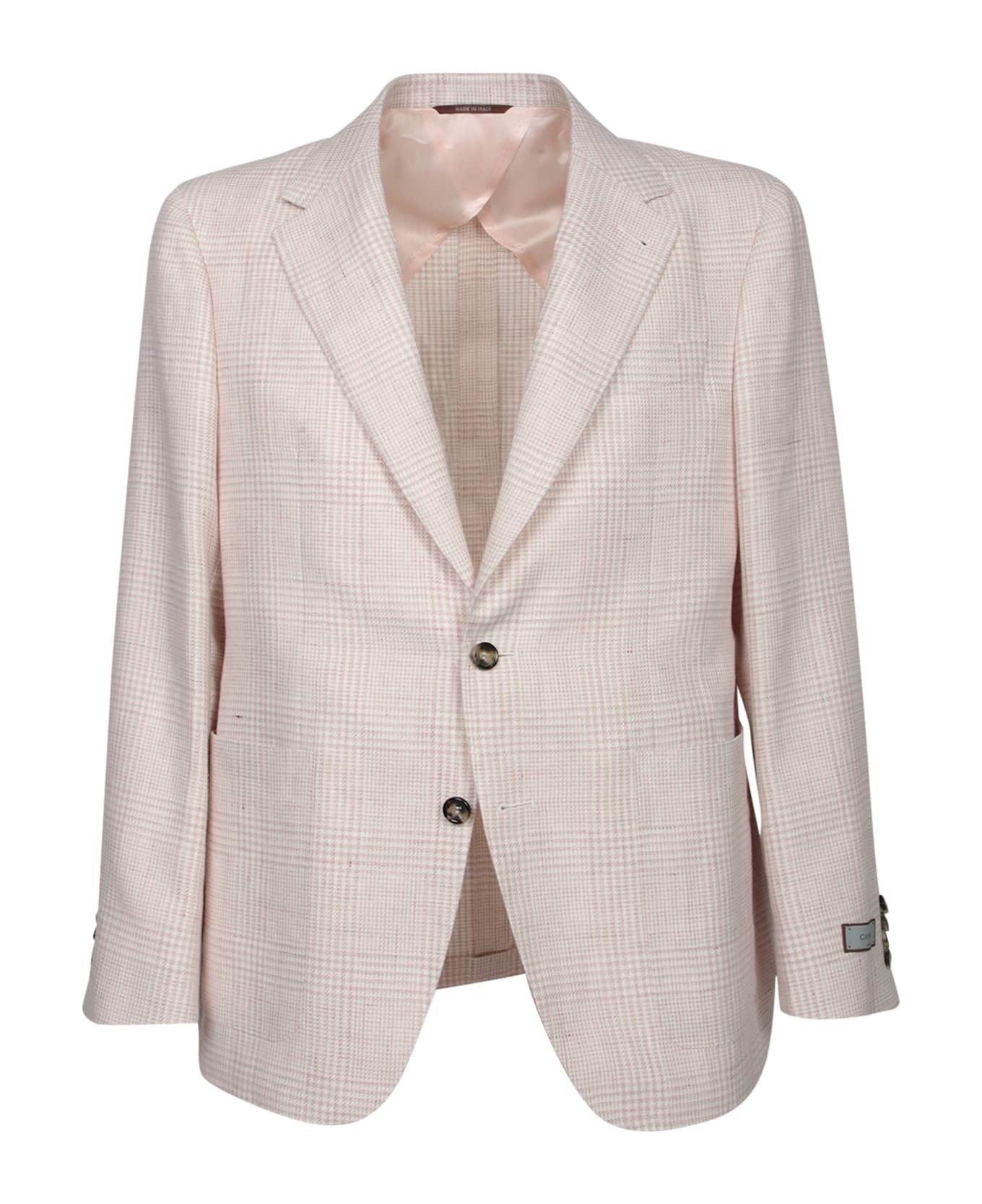 Canali White/pink Wool And Linen Jacket - Blue
