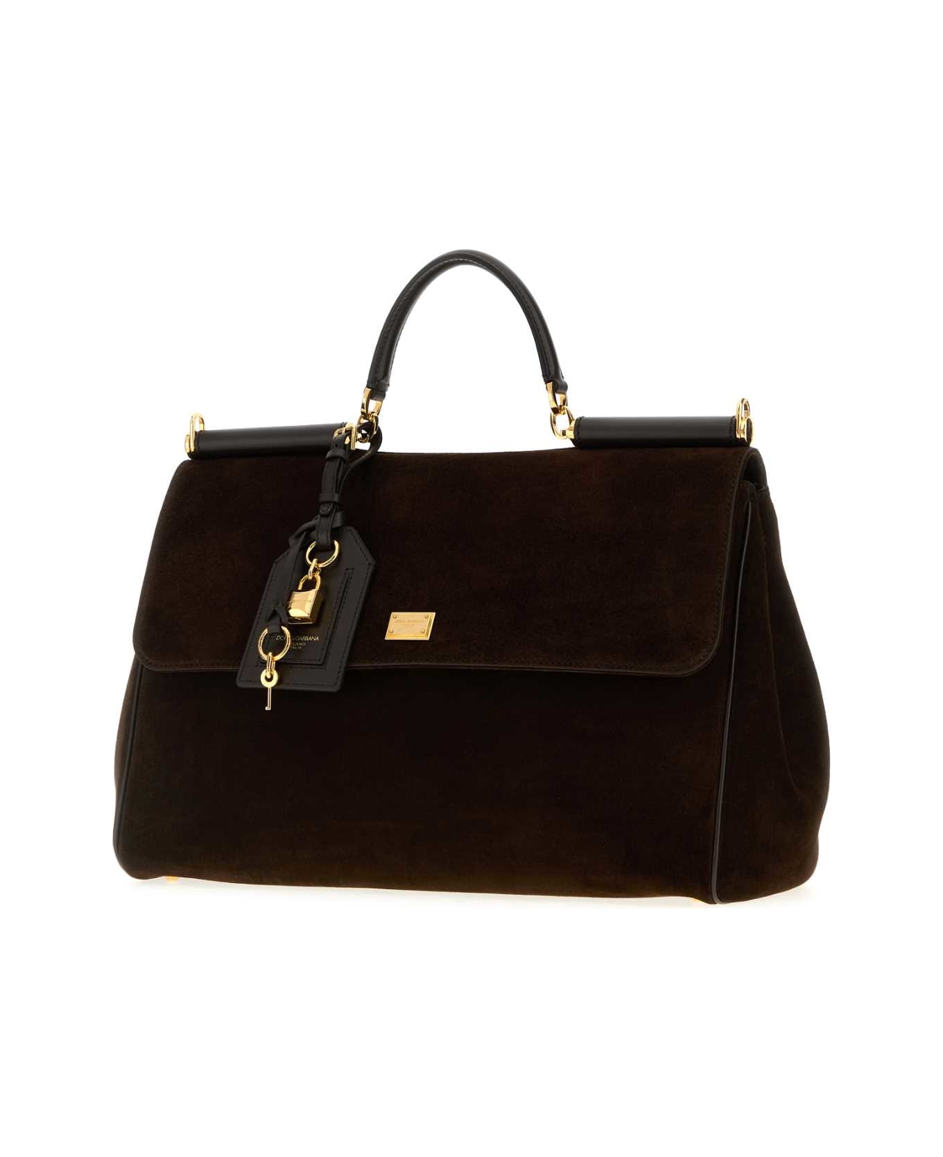 Dolce 
Gabbana Brown Suede Sicily Handbag - EBANOMORO