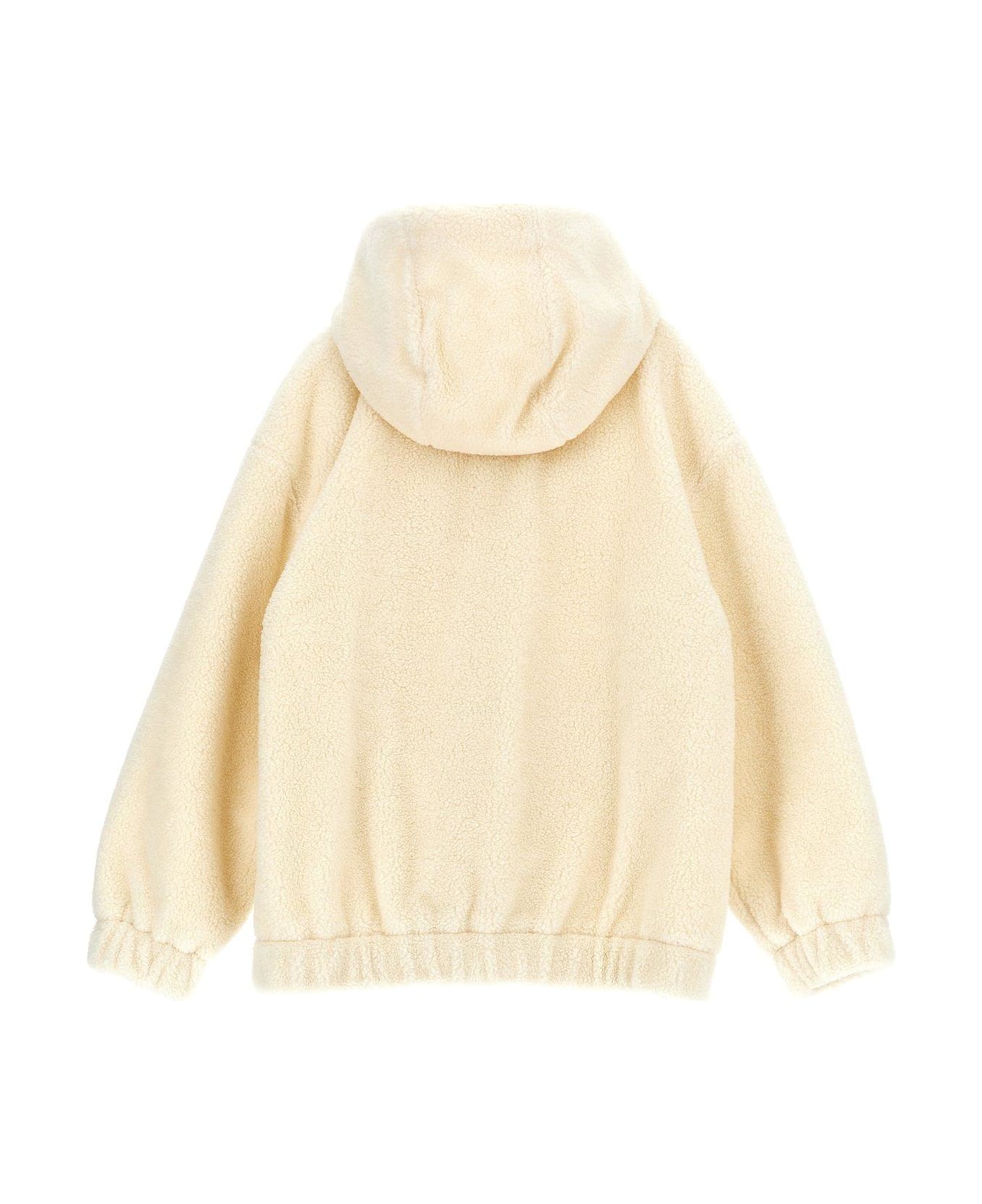 Fendi Hooded Zip-up Fleece Jacket - Bianco