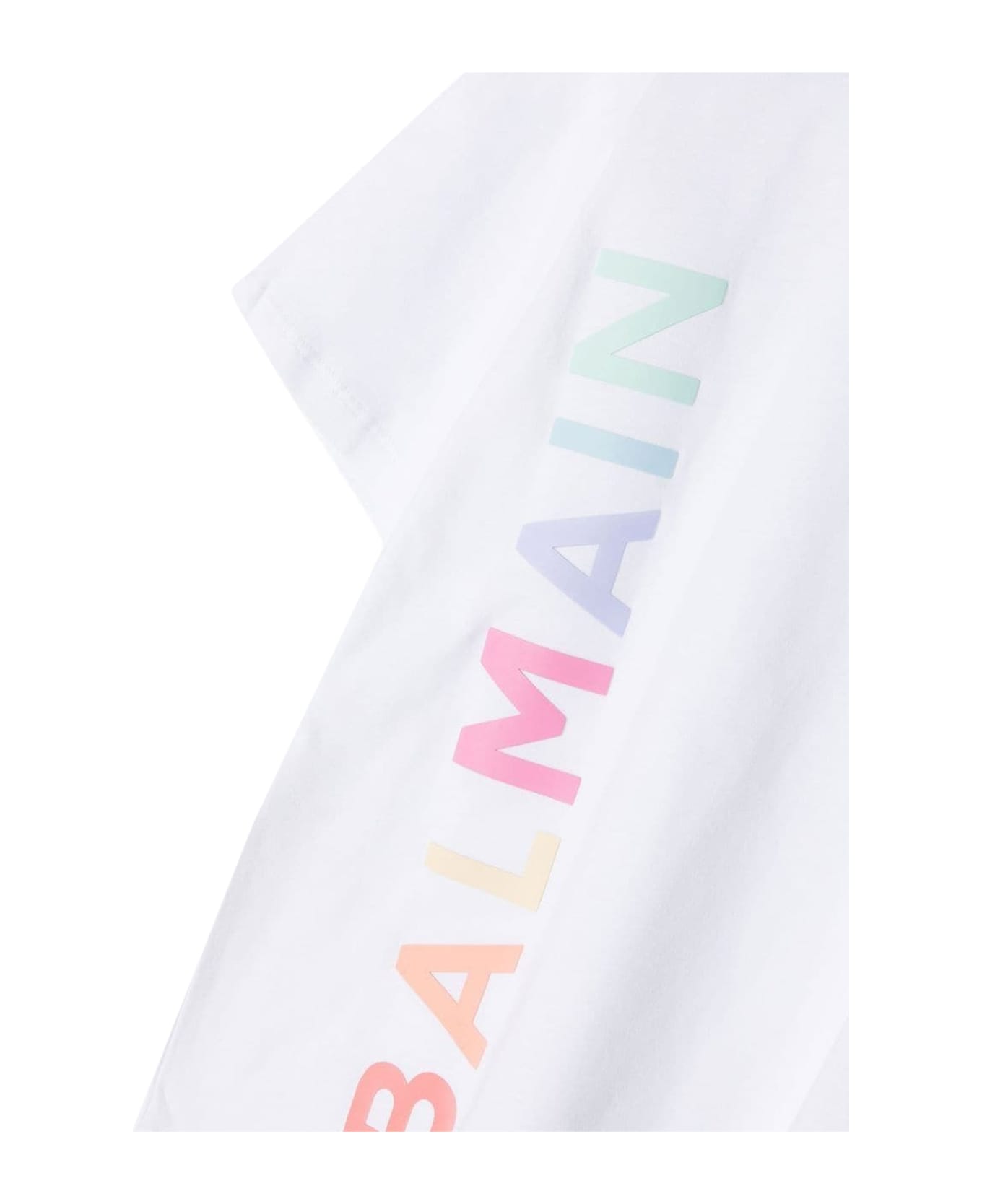 Balmain Multicolor Vertical Logo Mc T-shirt - BIANCO