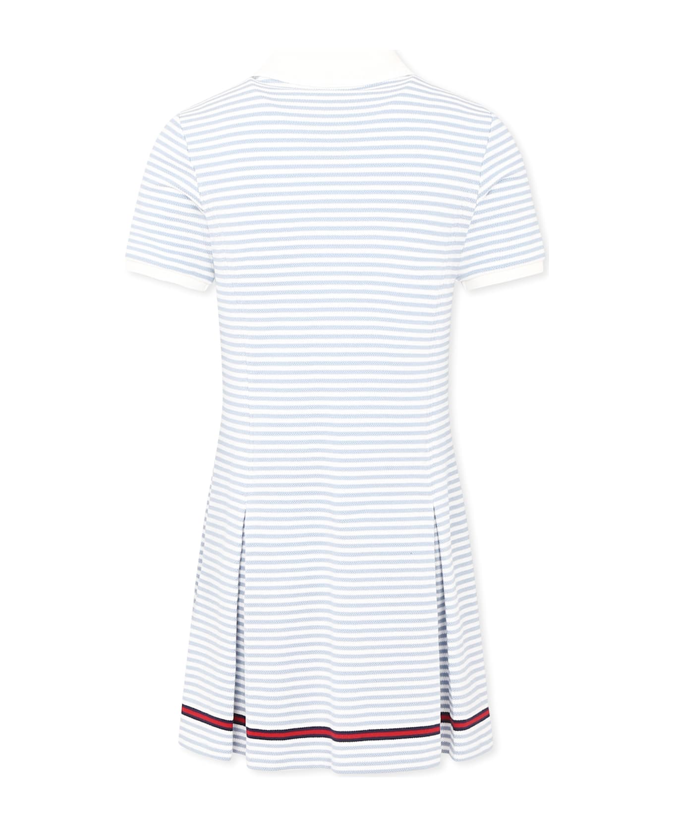 Gucci Light Blue Dress For Girl With Logo - Light Blue