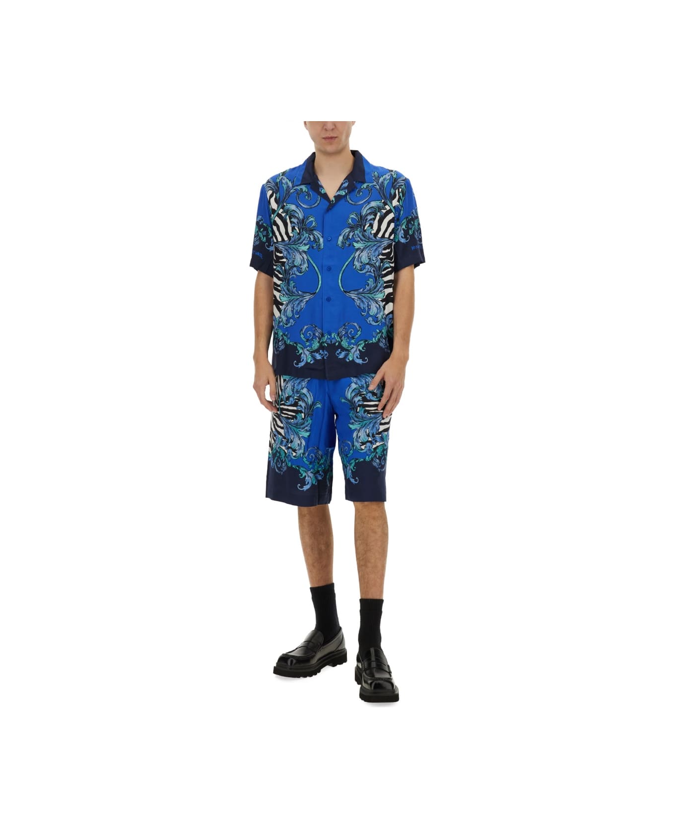 Versace Jeans Couture Viscose Shorts - BLUE