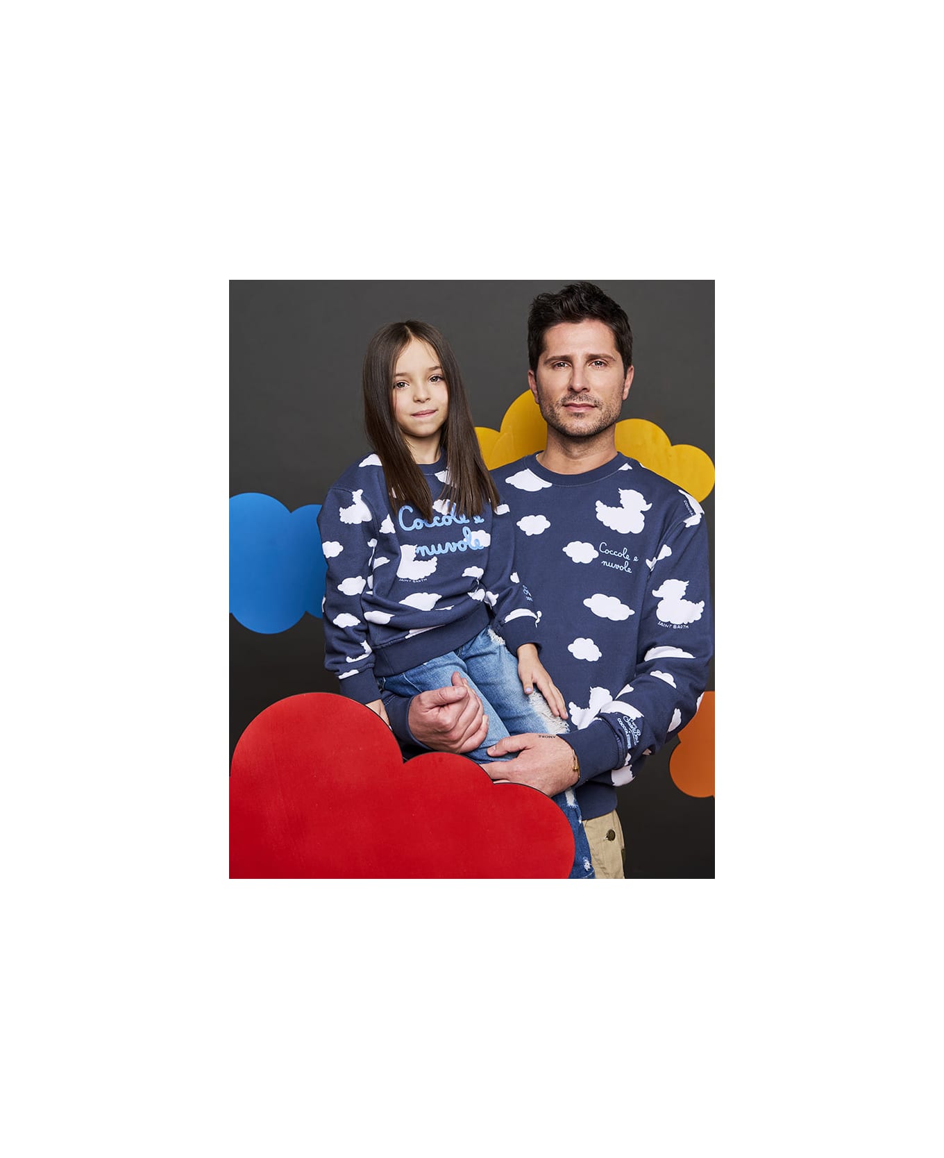 MC2 Saint Barth Crewneck Blue Sweatshirt With Coccole E Nuvole Embroidery | Coccolebimbi Special Edition - BLUE