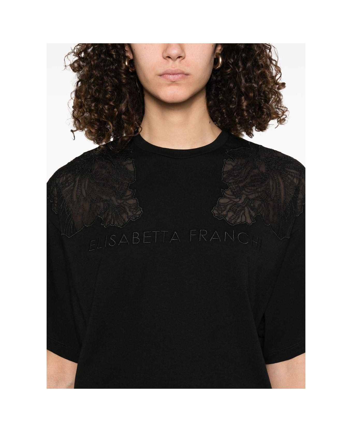 Elisabetta Franchi Embroidered T-shirt - Black