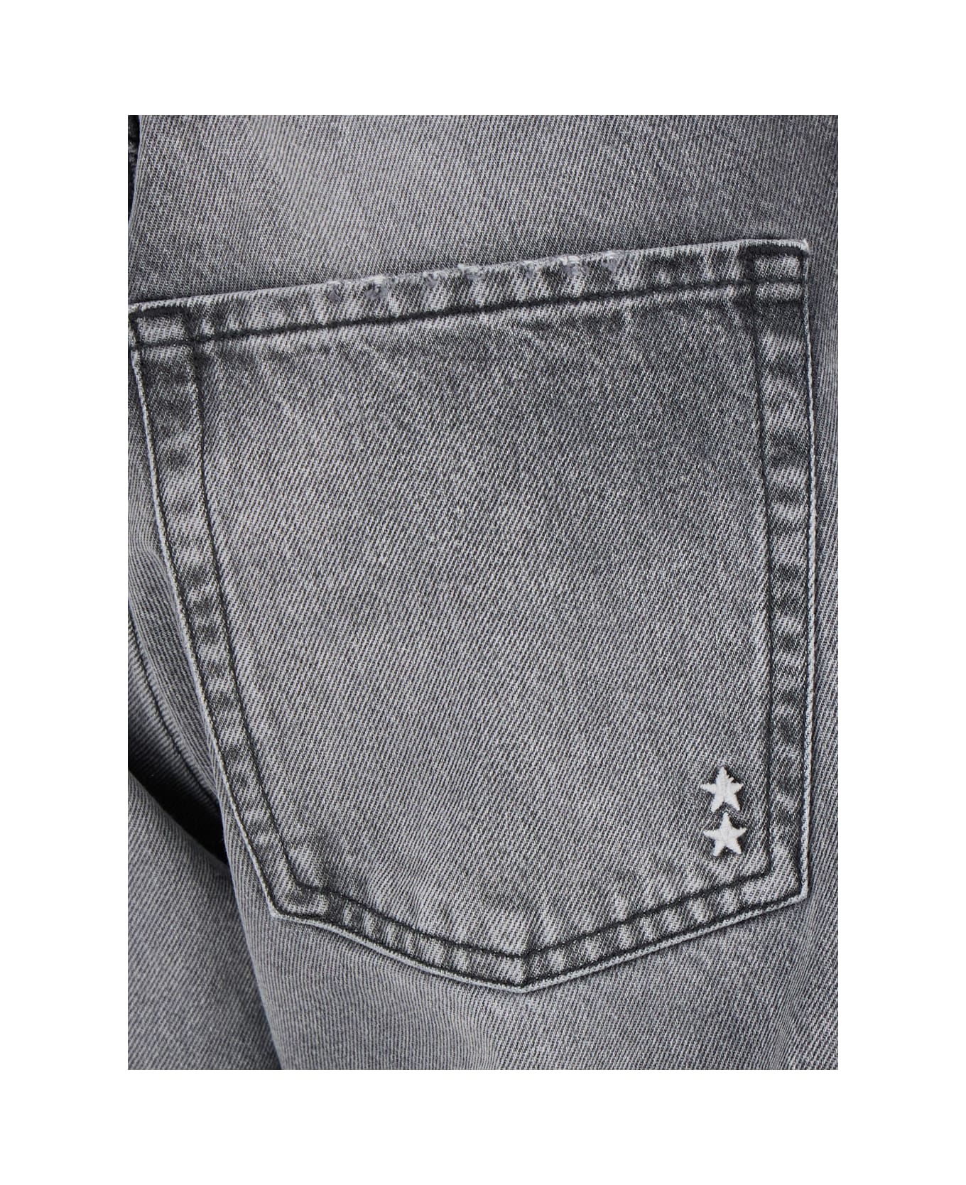 Icon Denim Grey Jeans With Wide Leg And Logo Patch On The Rear In Denim Woamn - Grey