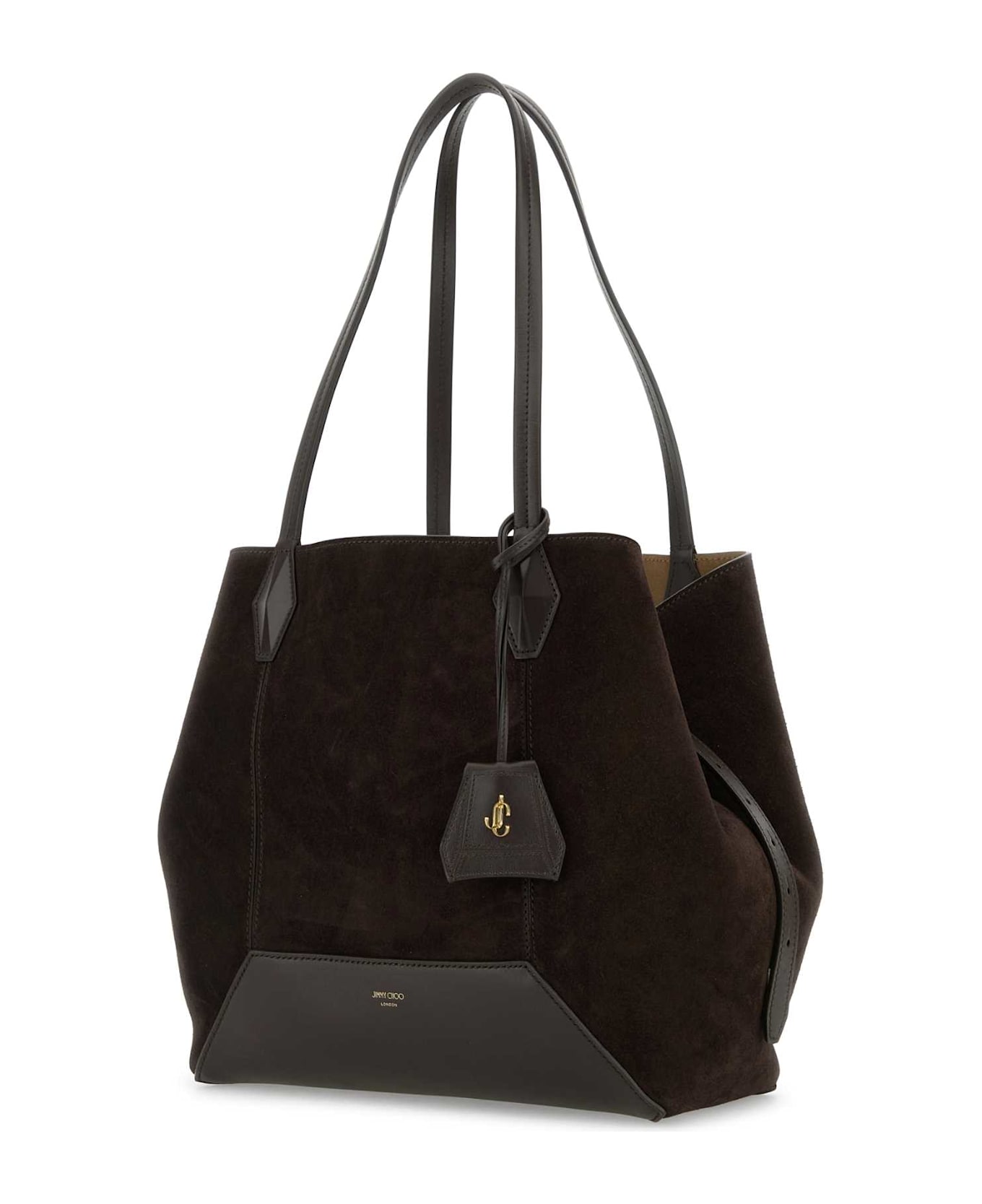 Jimmy Choo Dark Brown Suede Diamond Shopping Bag - COFFEEGOLD