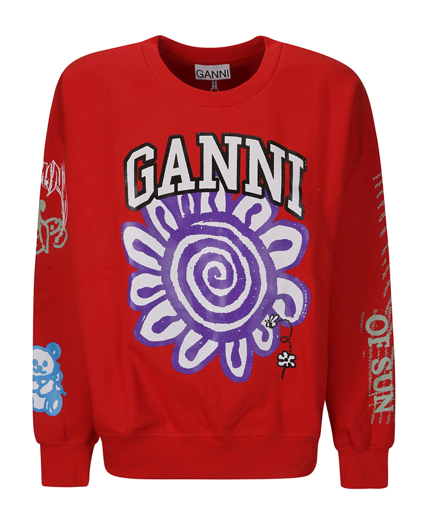 Ganni Isoli Mega Flower Oversized Sweatshirt - HIGH RISK RED