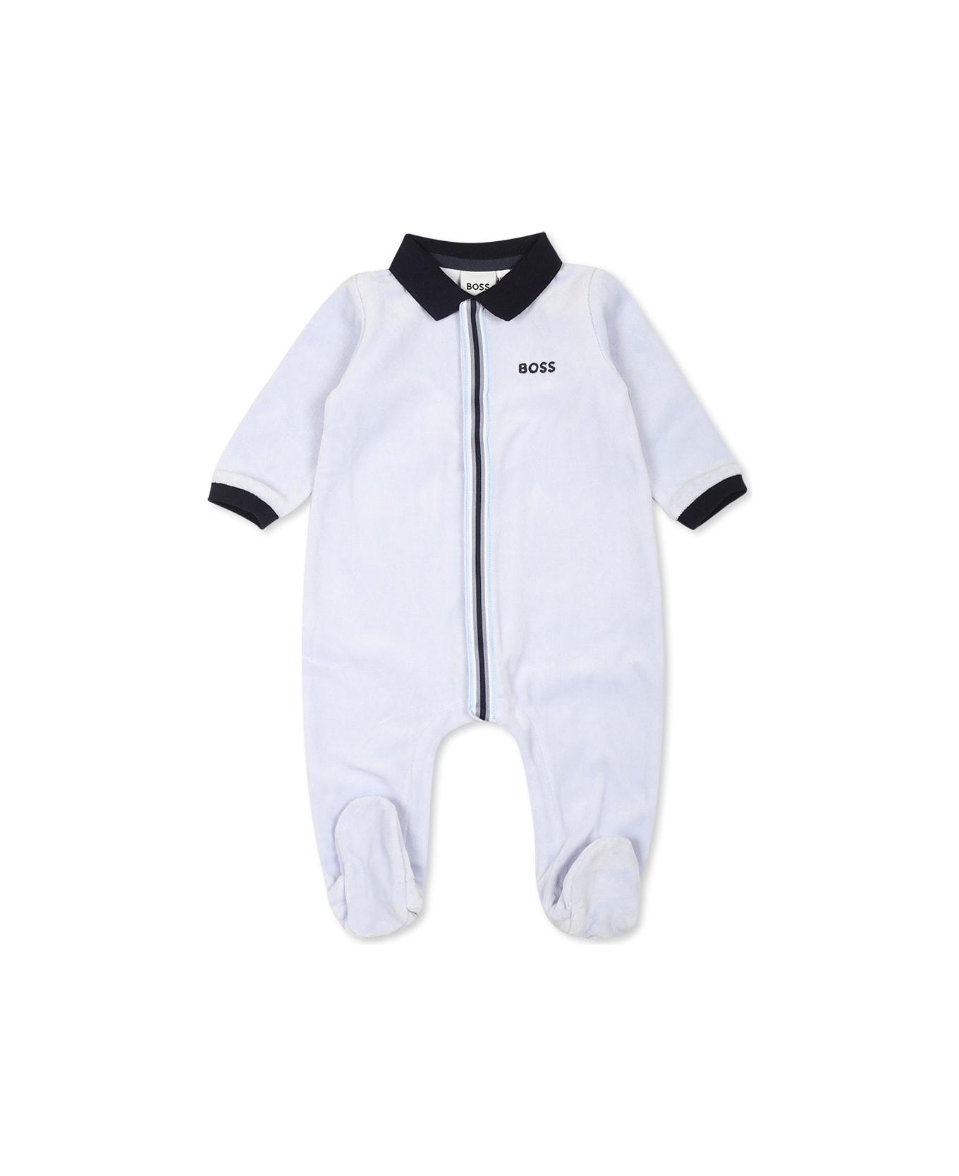 Hugo Boss Light Blue Babygrow For Baby Boy With Logo - Light Blue