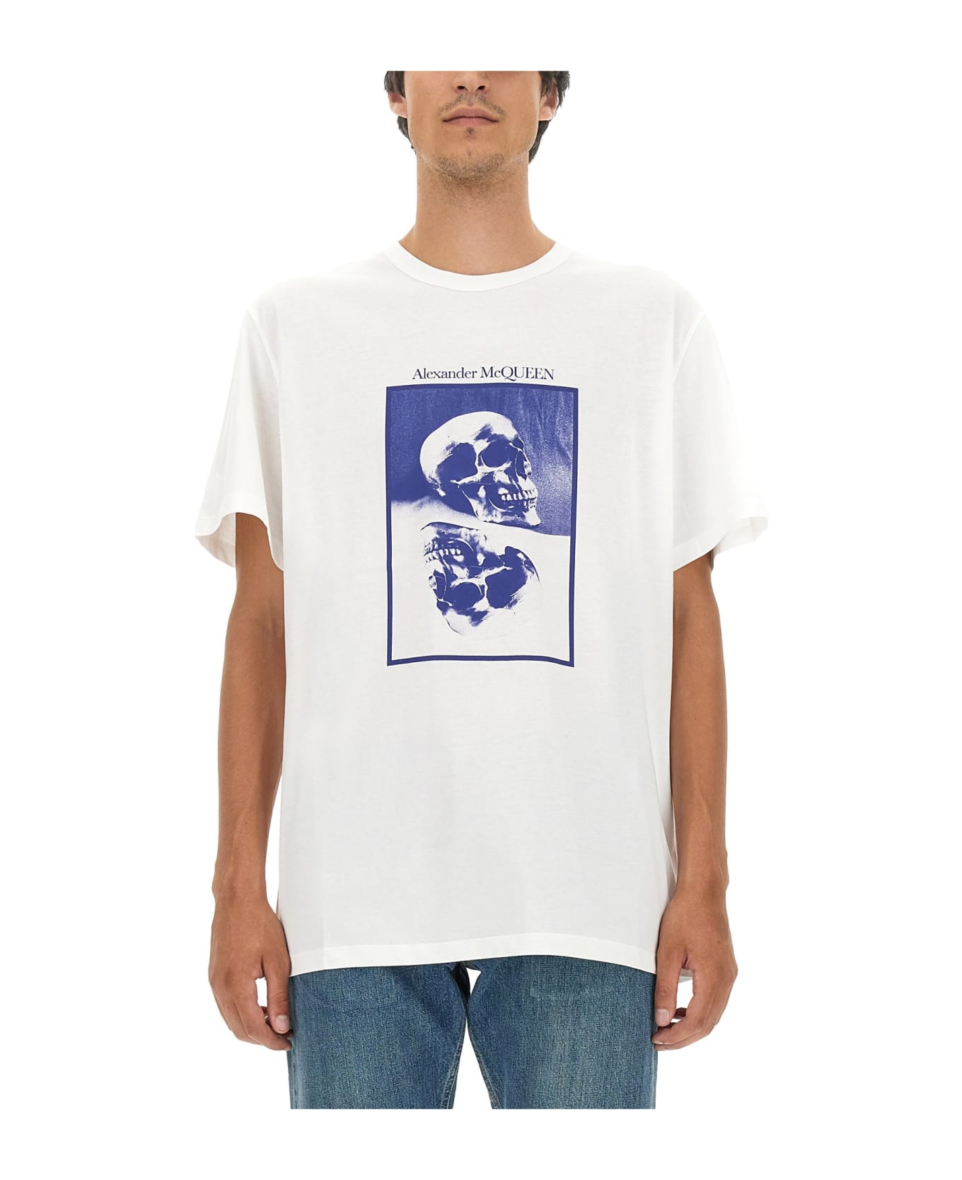 Alexander McQueen Logo Print T-shirt - White Blue