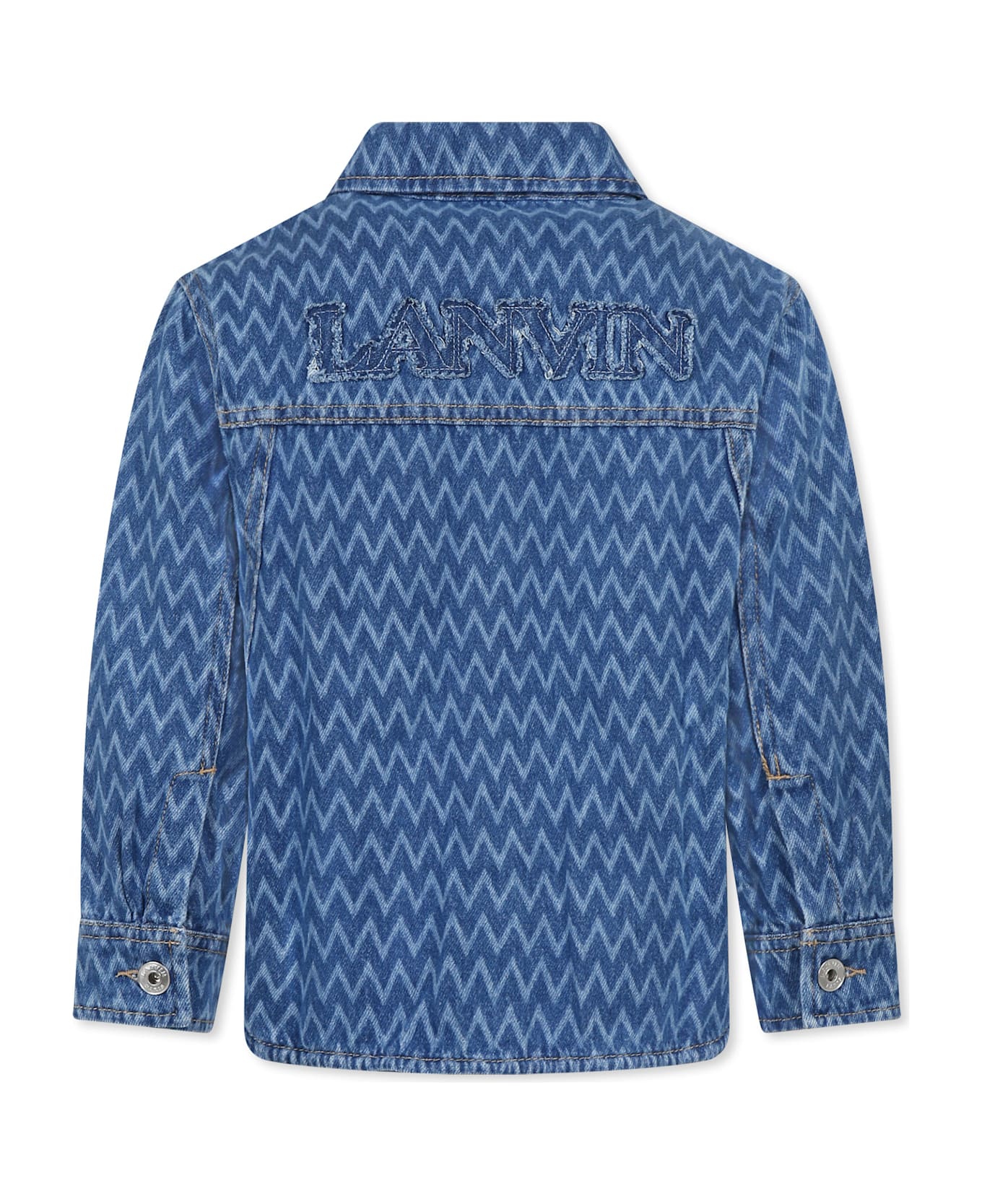 Lanvin Denim Shirt For Boy With Logo And Curb Motif - Denim
