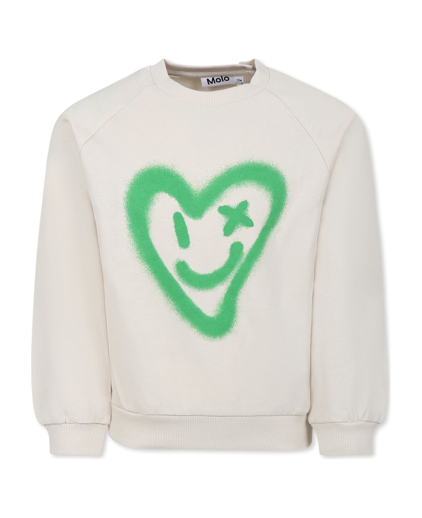 Molo Ivory Sweatshirt For Girl With Heart - Ivory