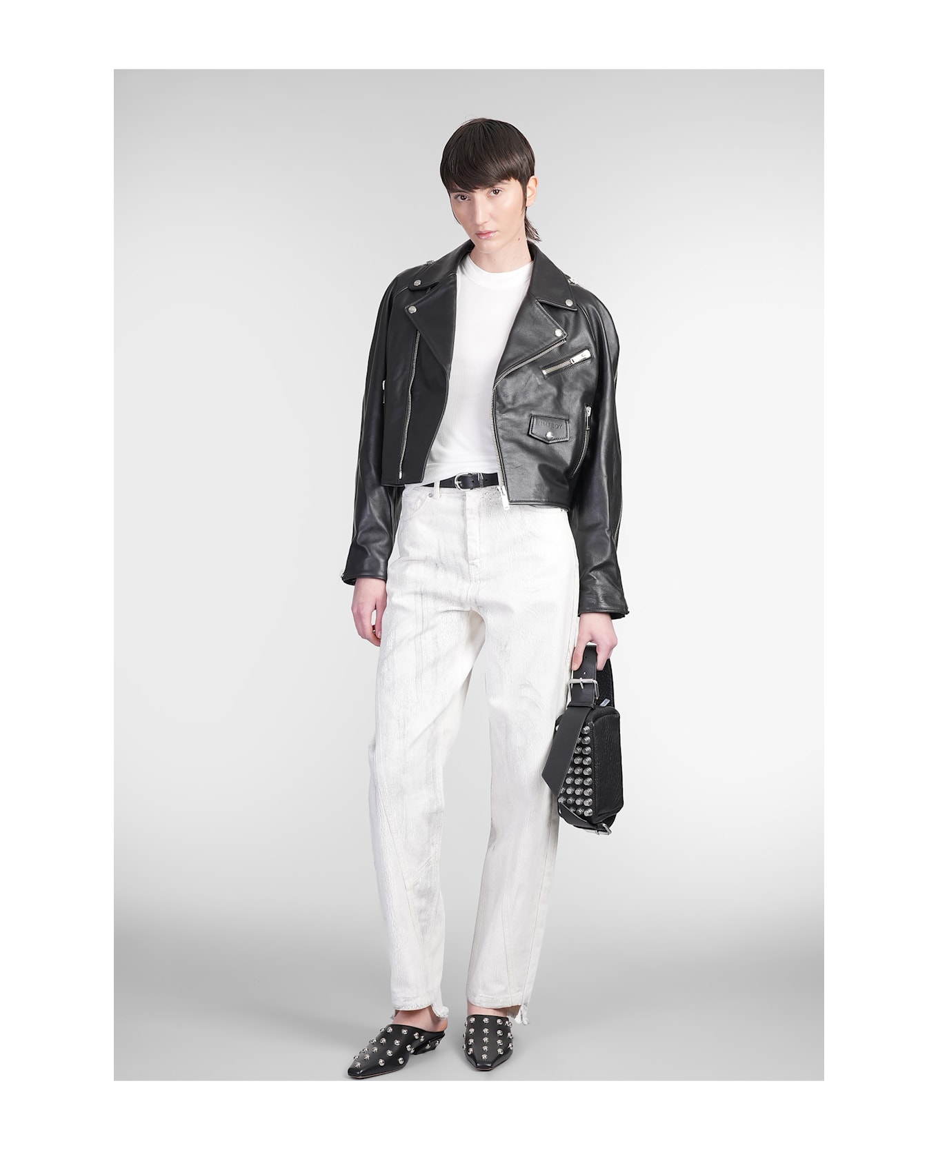 HALFBOY Biker Jacket In Black Leather - black