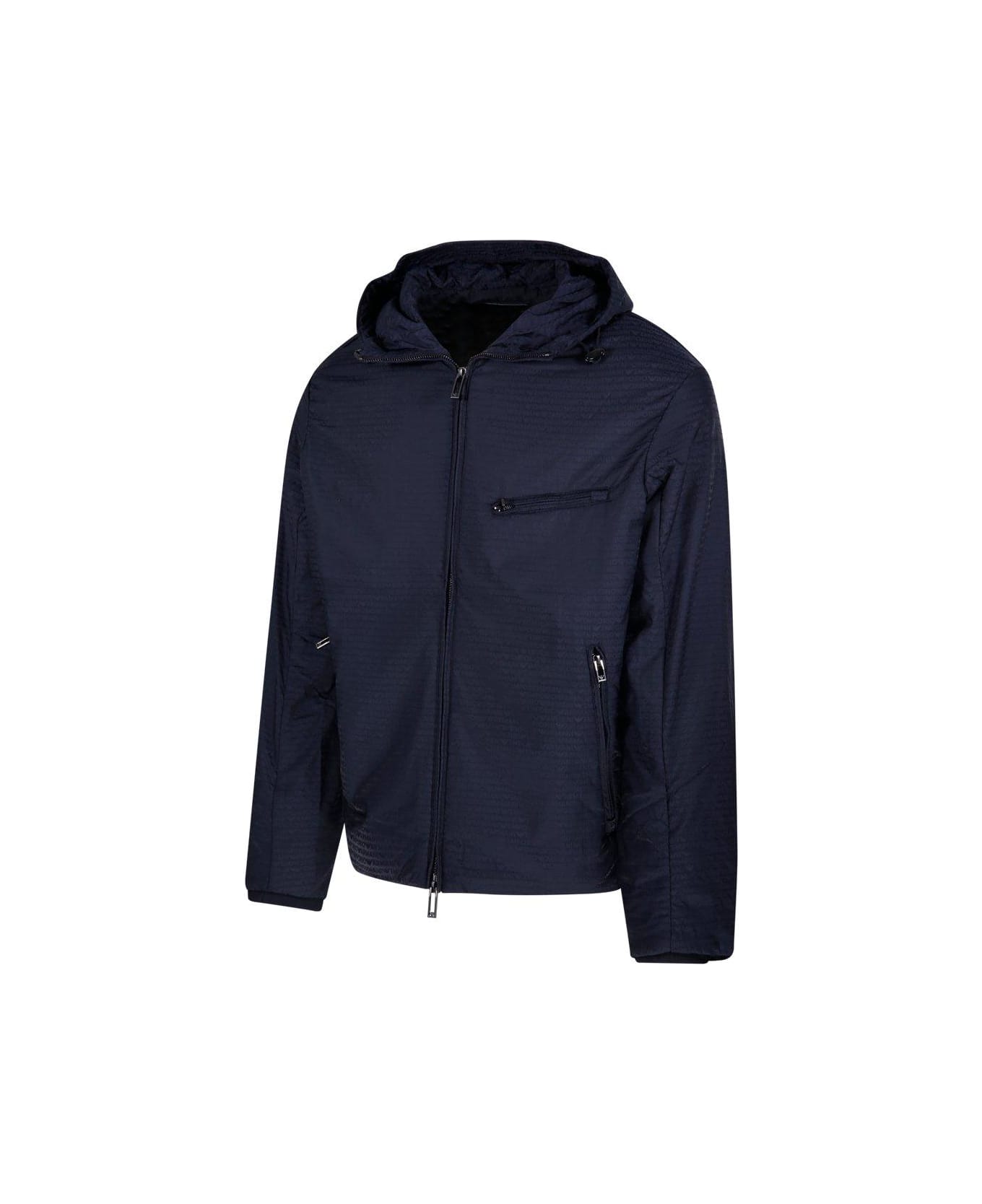 Emporio Armani Zip-up Padded Hooded Jacket - Blu navy