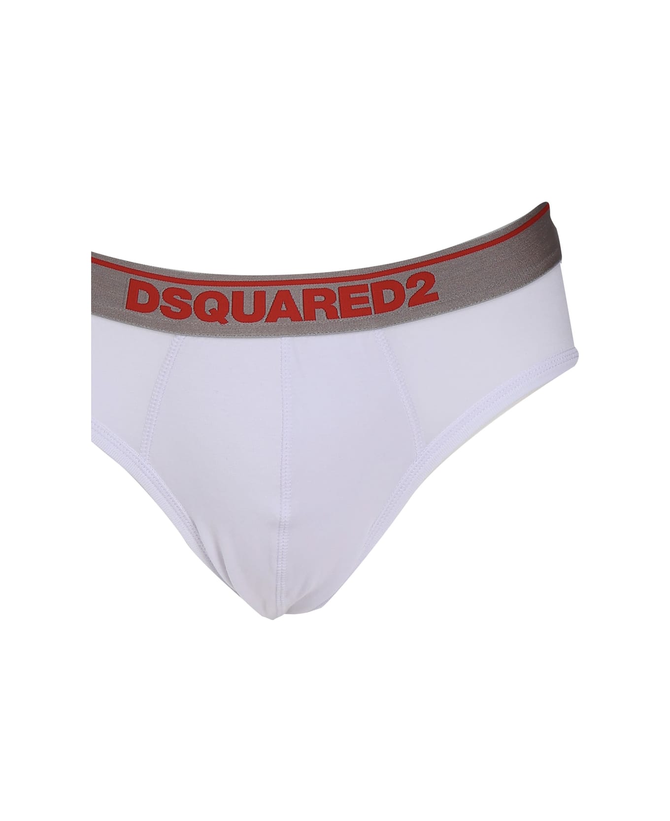 Dsquared2 Double Underwear Briefs In Stretch Cotton - White