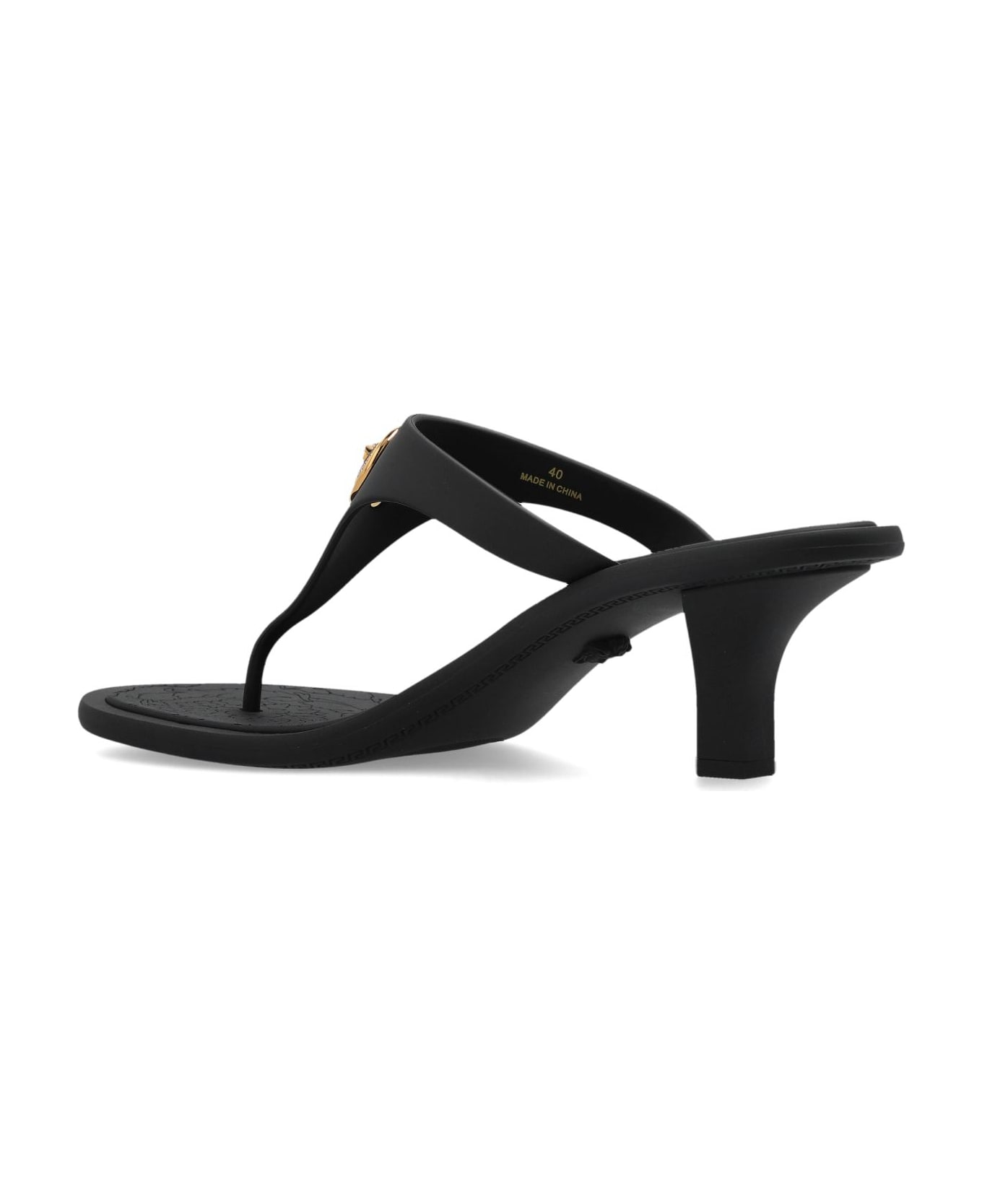 Versace Heeled Flip-flops - BLACK/GOLD