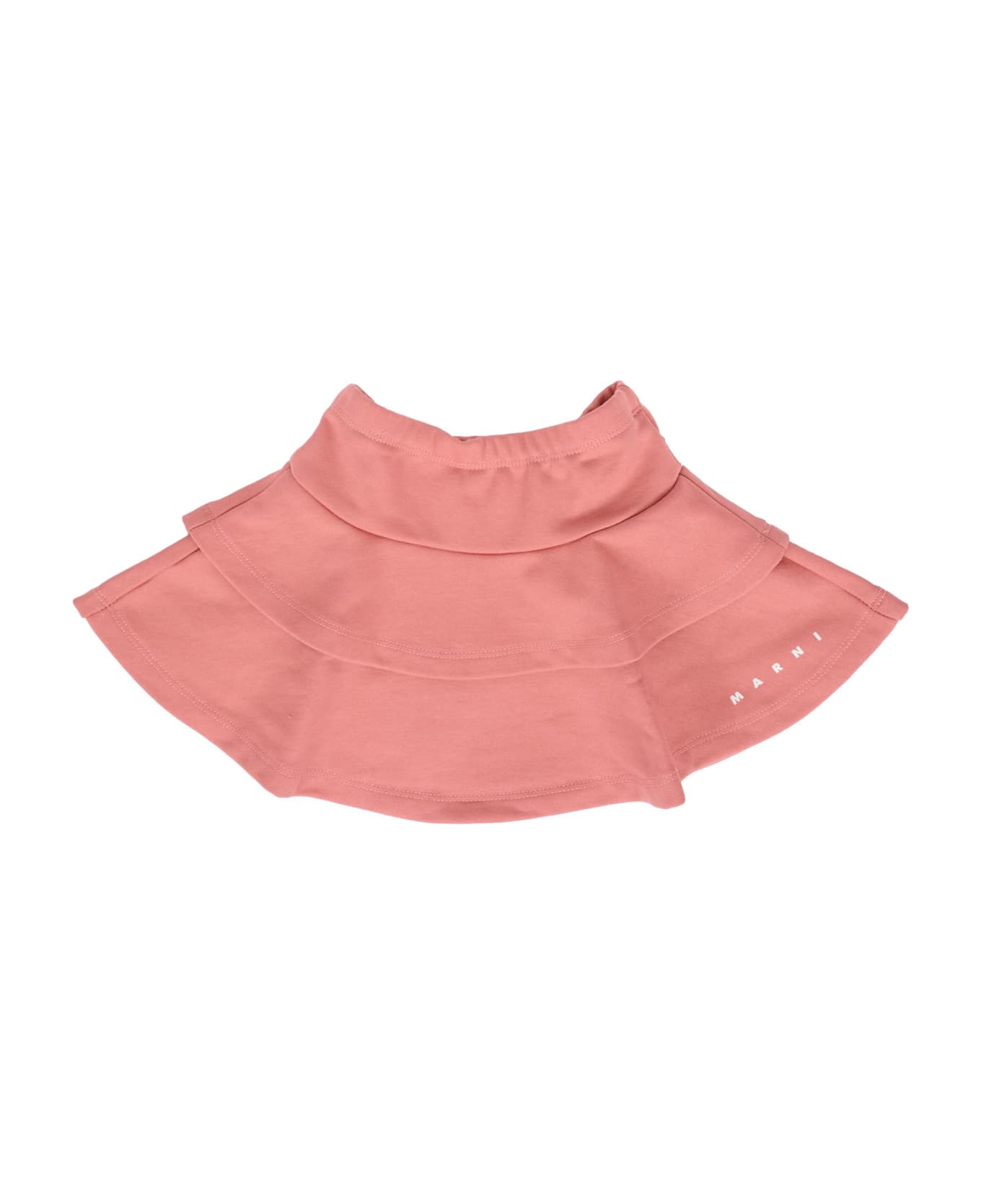 Marni Pink Skirt For Baby Girl With White Logo - Pink