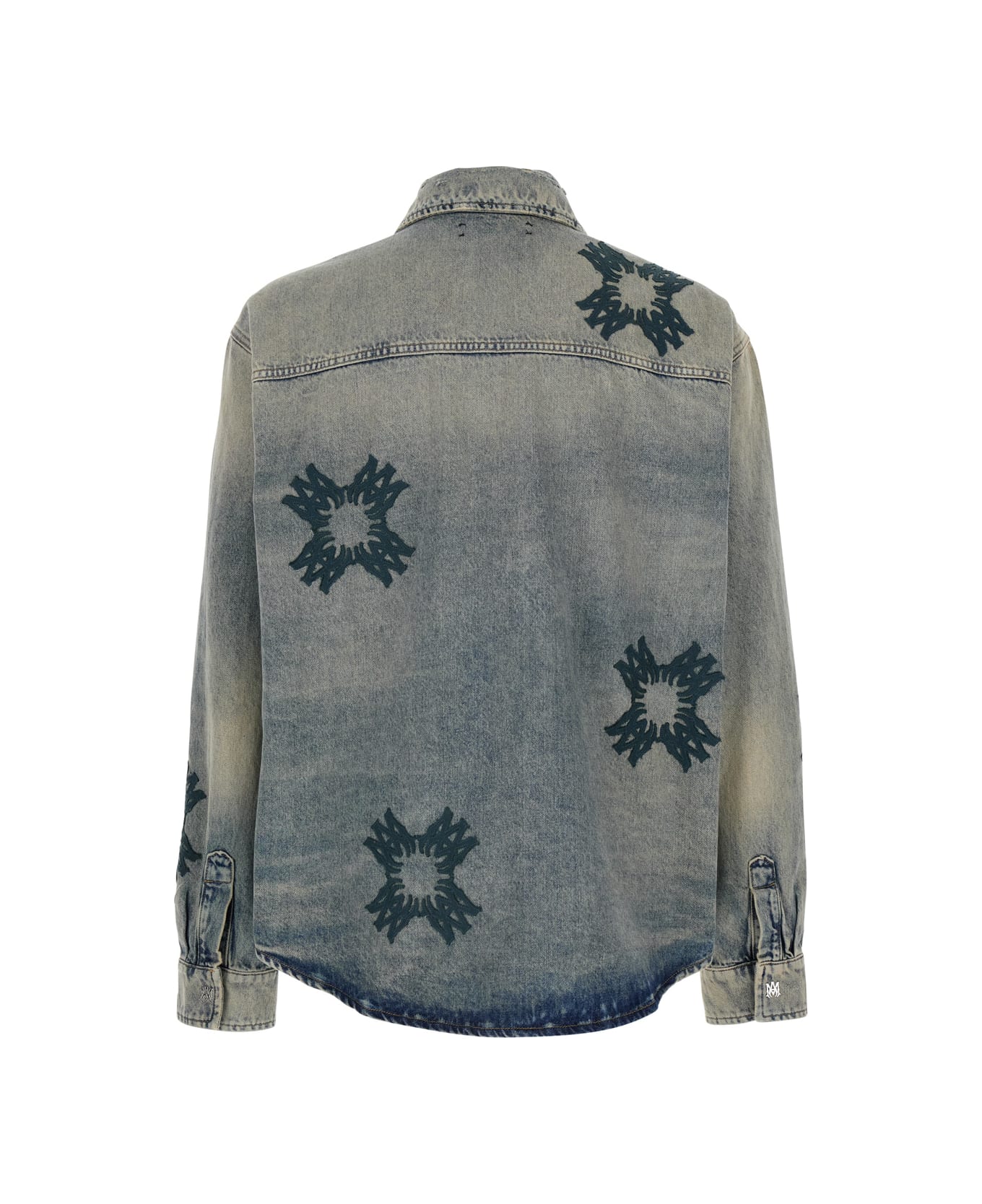 AMIRI Blue Shirt With All-over Ma-quad Prints In Denim Man - Blu