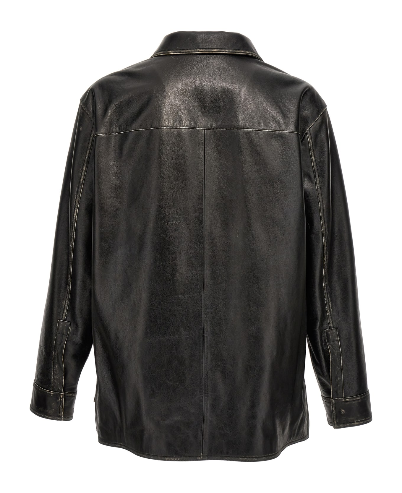 Loewe 'anagram' Leather Overshirt - Black  