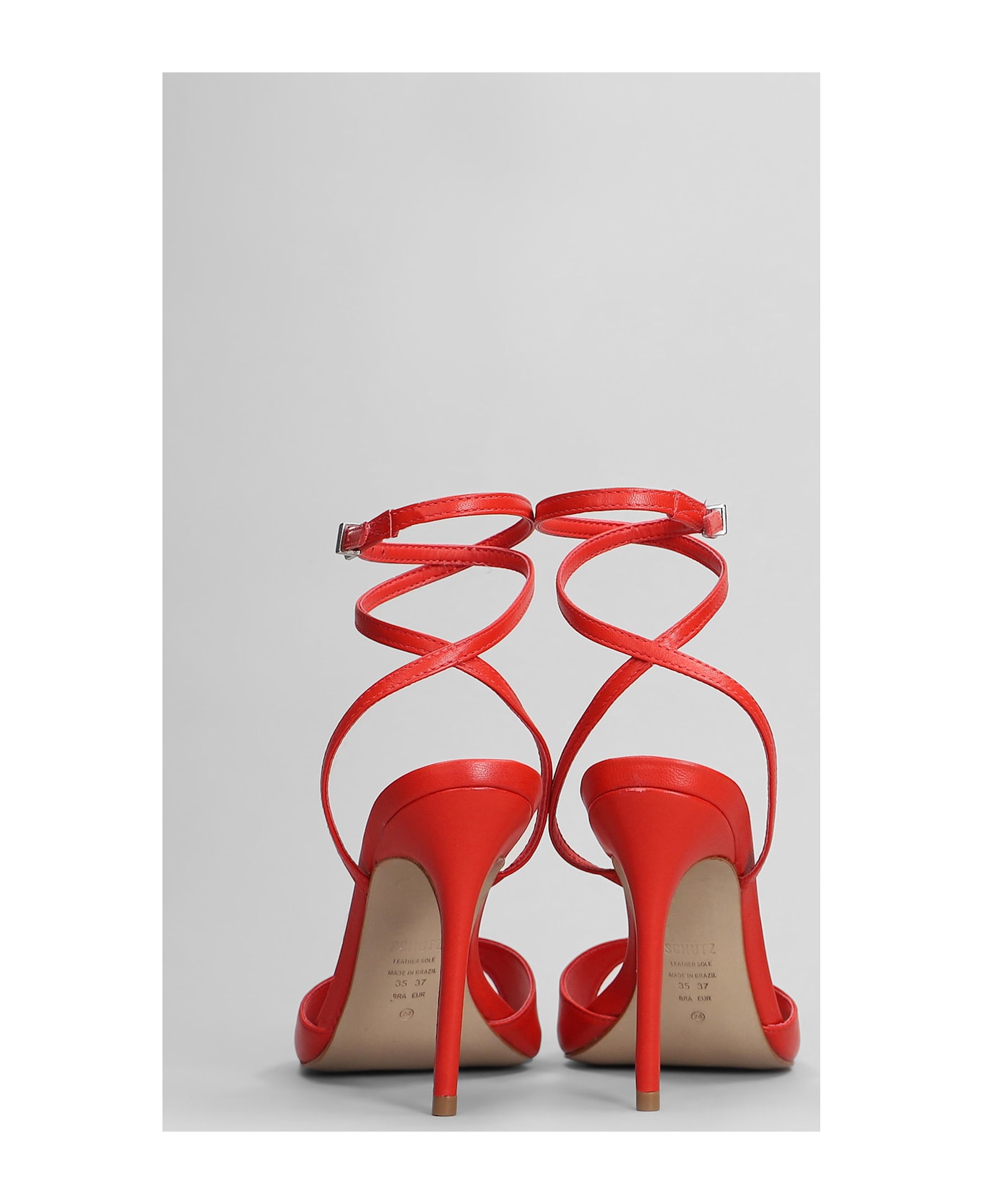 Schutz Sandals In Red Leather - red