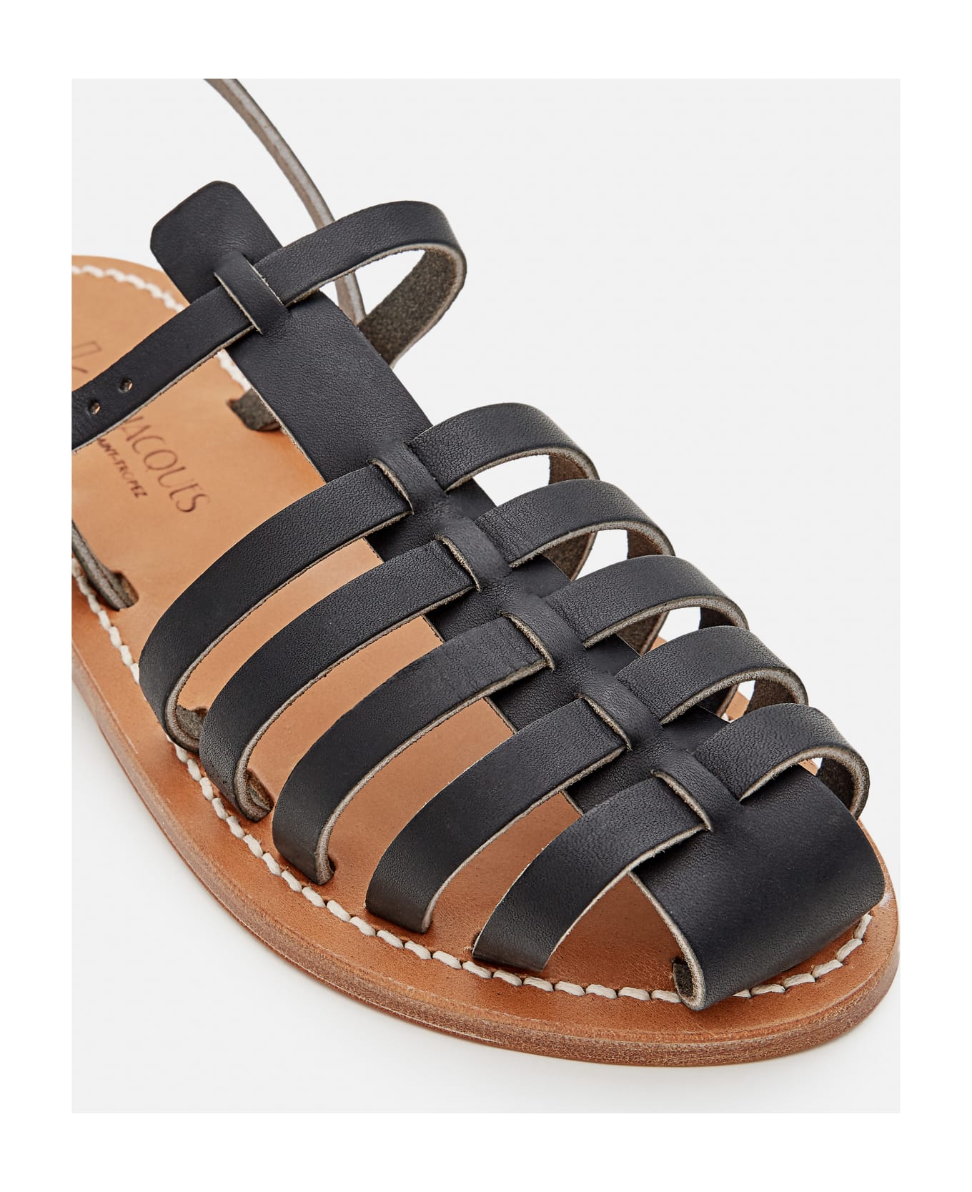 K.Jacques Adrien Leather Sandals - Black