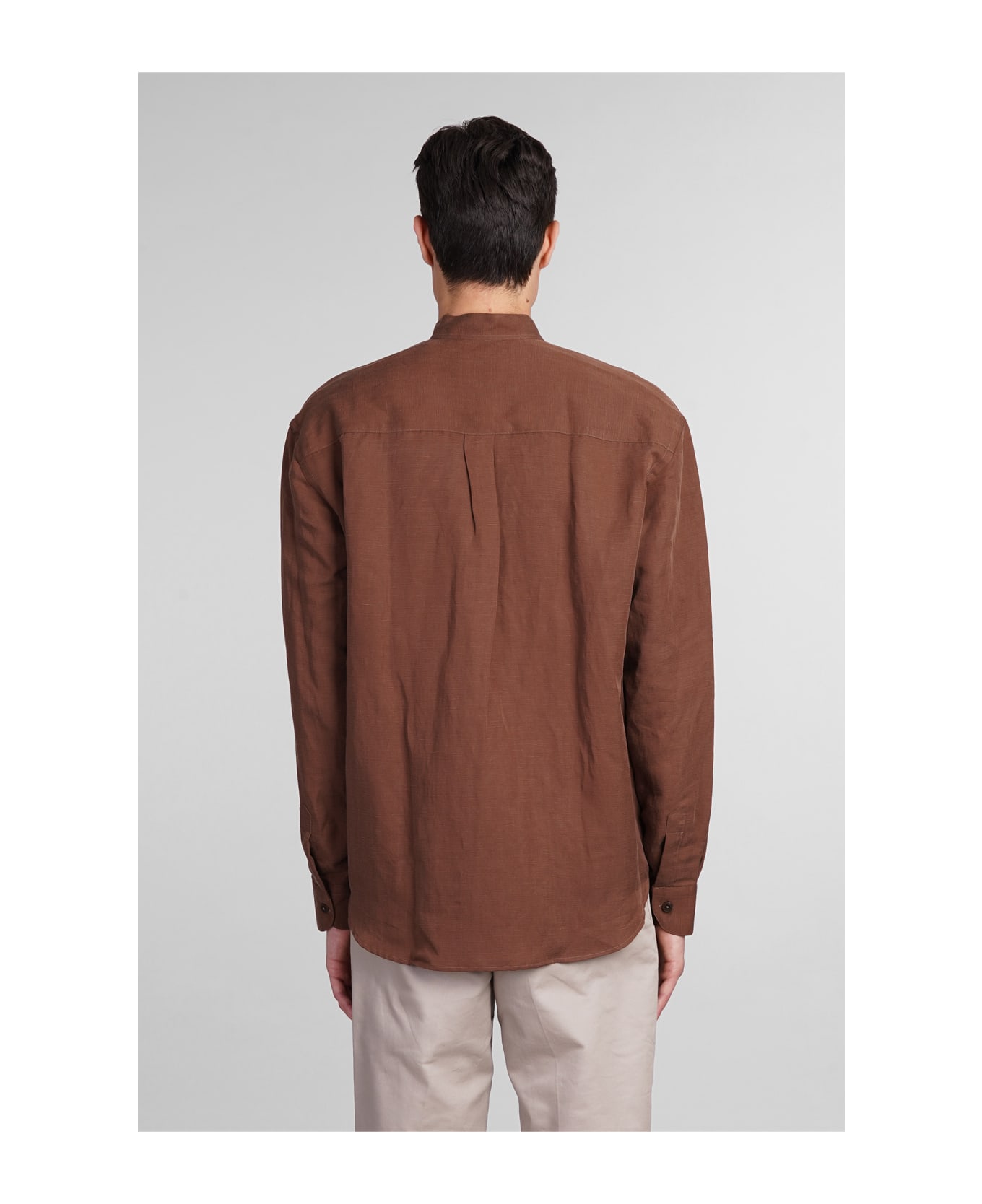 costumein Mattia Shirt In Brown Wool And Polyester - brown