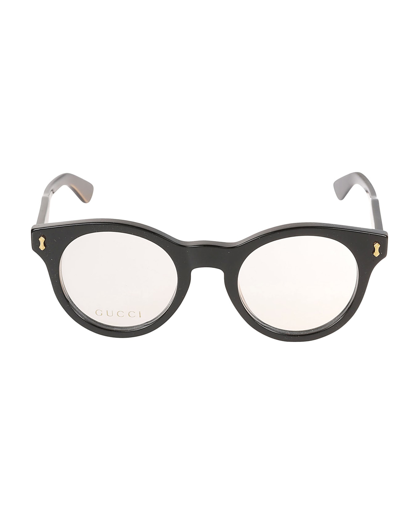 Gucci Eyewear Round Clear Lense Logo Glasses - 001 black black transpare