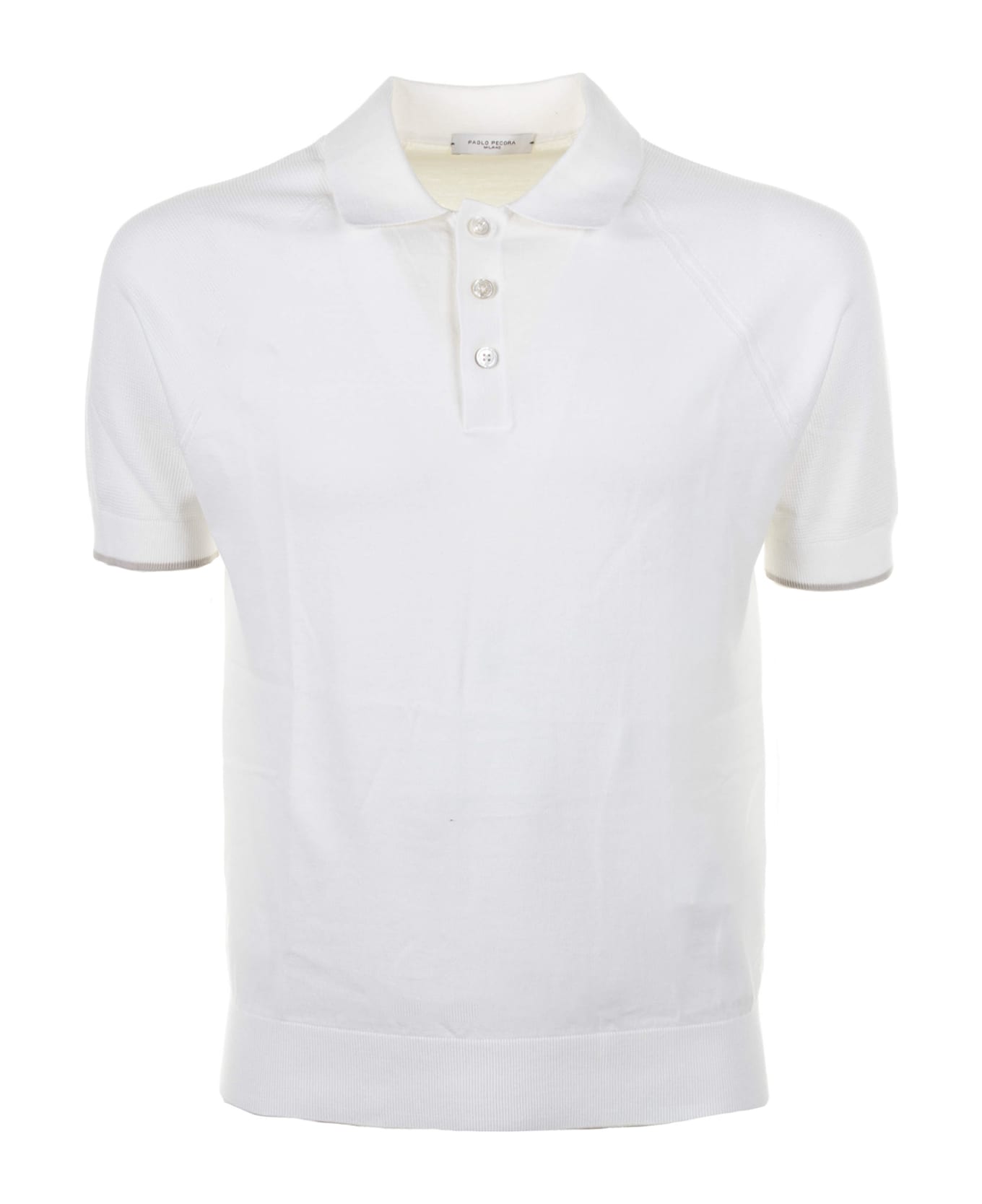 Paolo Pecora White Short-sleeved Polo Shirt In Cotton - BIANCO