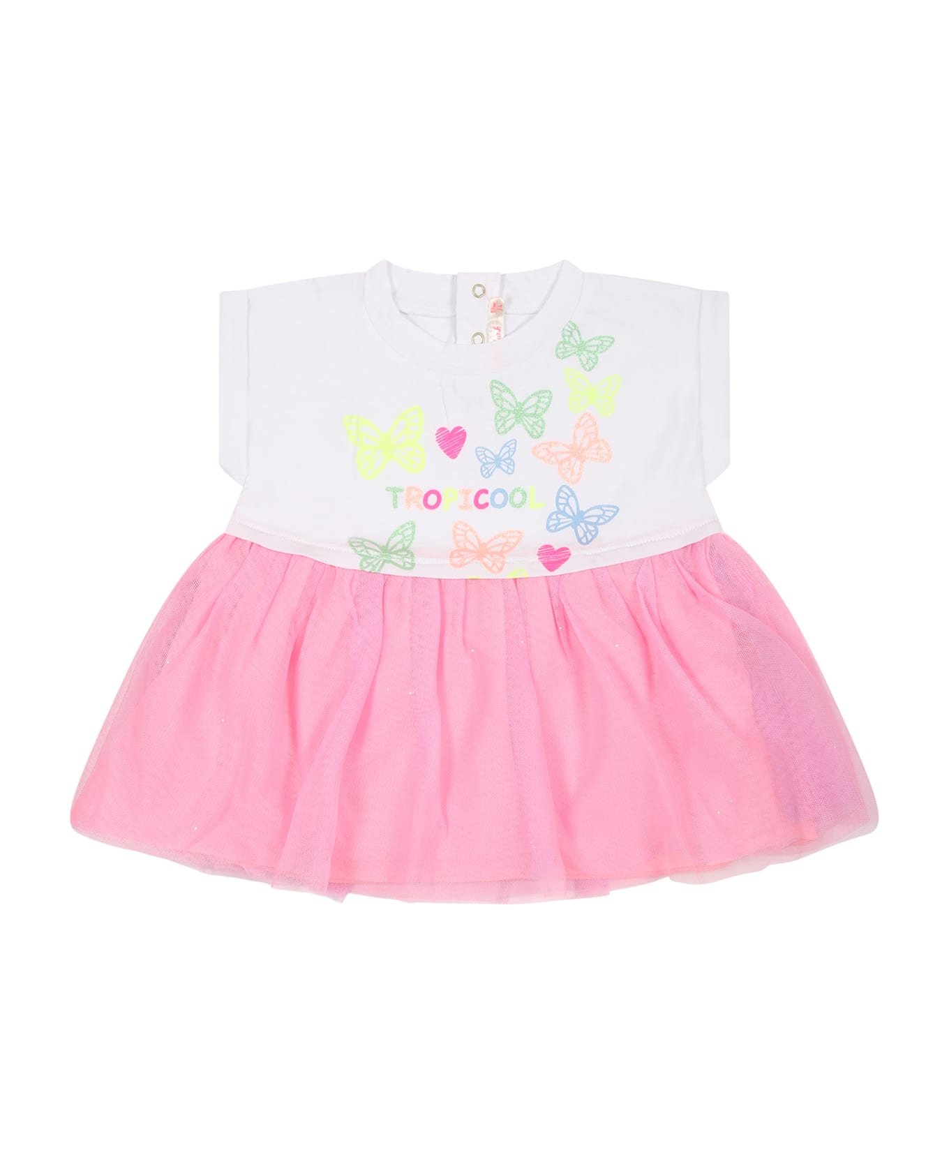 Billieblush White Suit For Baby Girl With Butterflies And Hearts - White ボトムス